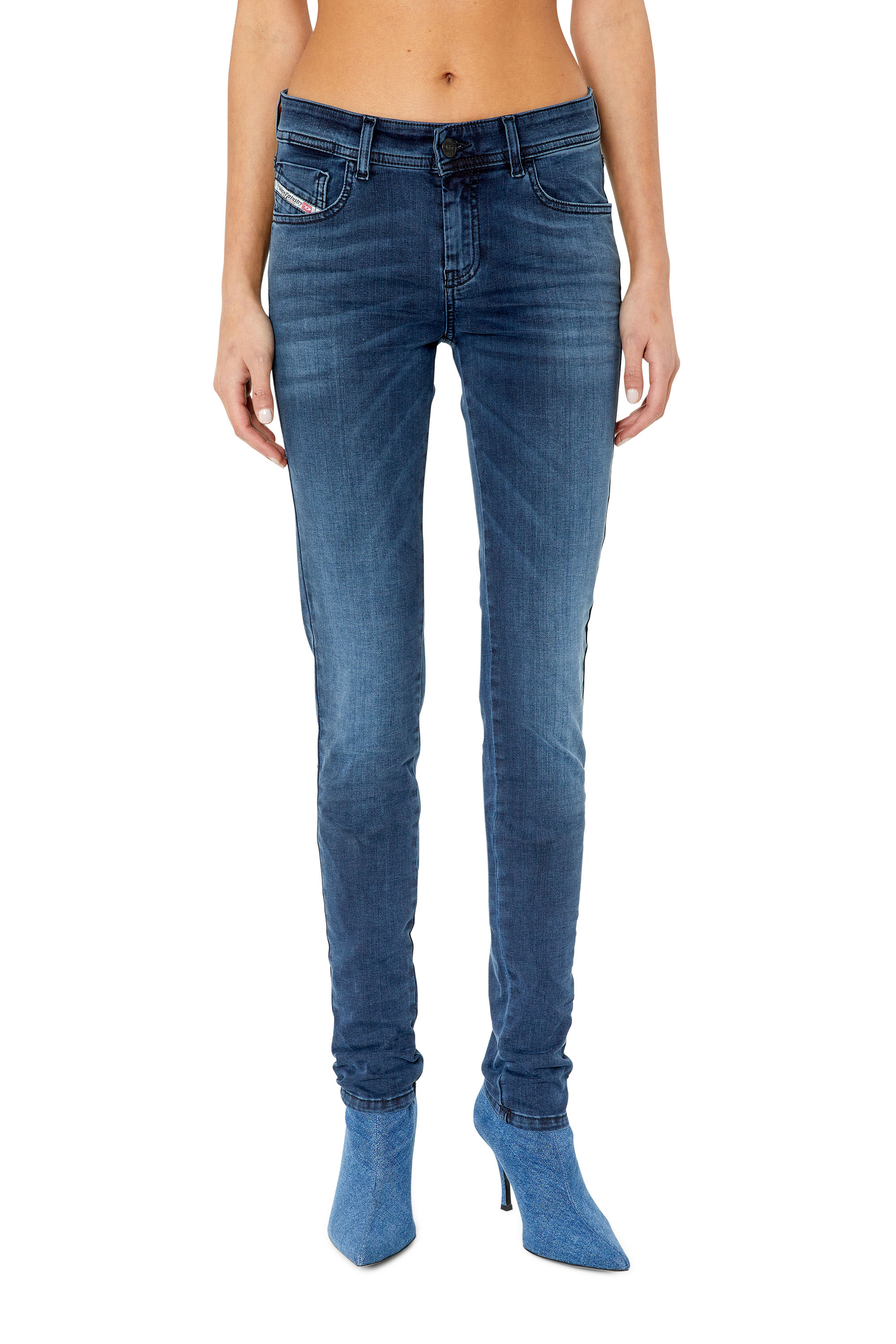 Diesel - 2017 Slandy E84UT Super skinny Jeans, Dark Blue - Image 1