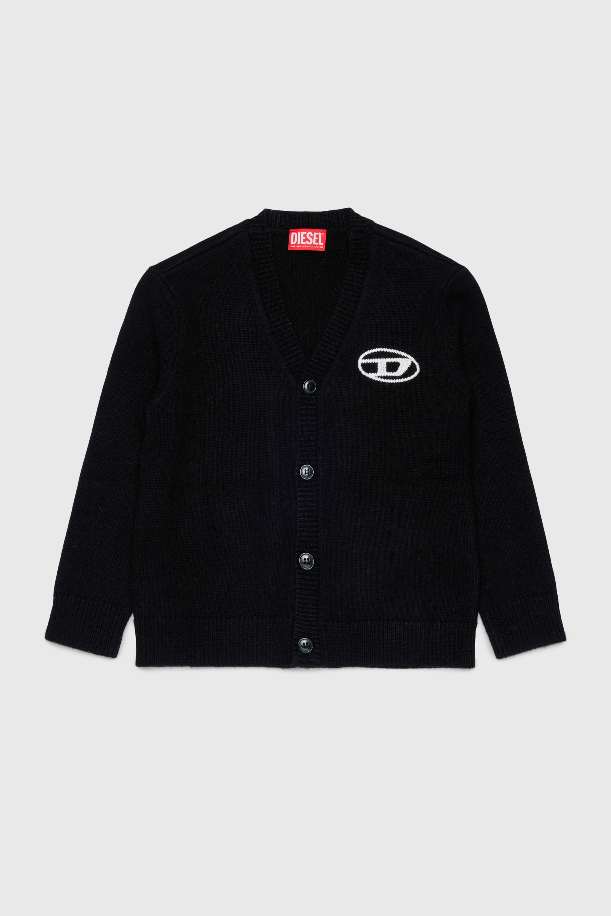 Diesel - KLABO CARDIGAN OVER, Man's Cashmere-enriched cardigan with Oval D logo in Black - 1
