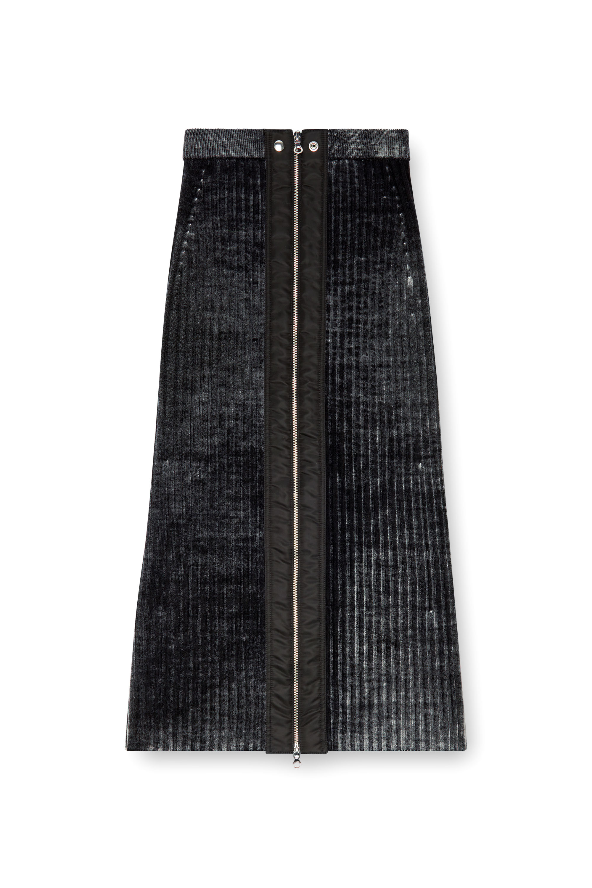 Diesel - M-ASI, Woman Midi skirt in treated wool knit in Black - Image 3