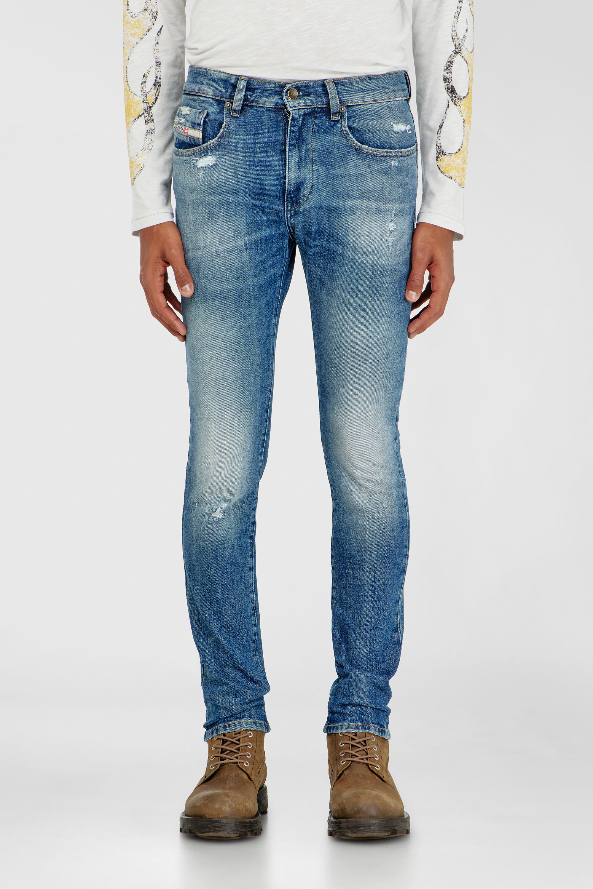 Diesel - Man's Slim Jeans 2019 D-Strukt 0KICR, Medium blue - 4