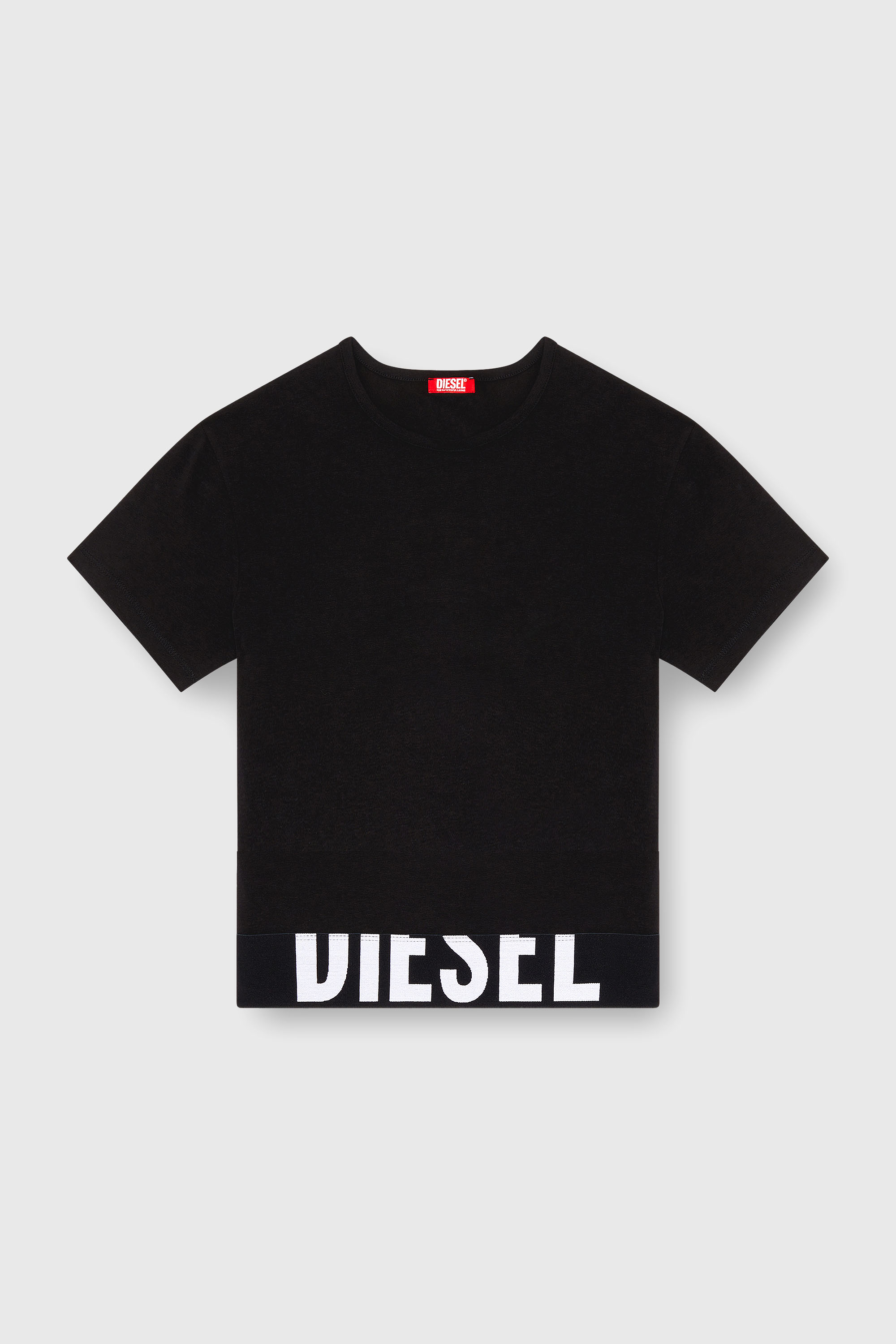 Diesel - UFTEE-SPORT-CROPPED-T-SHIRT, Woman's Sporty cropped top with logo band in Black - 2