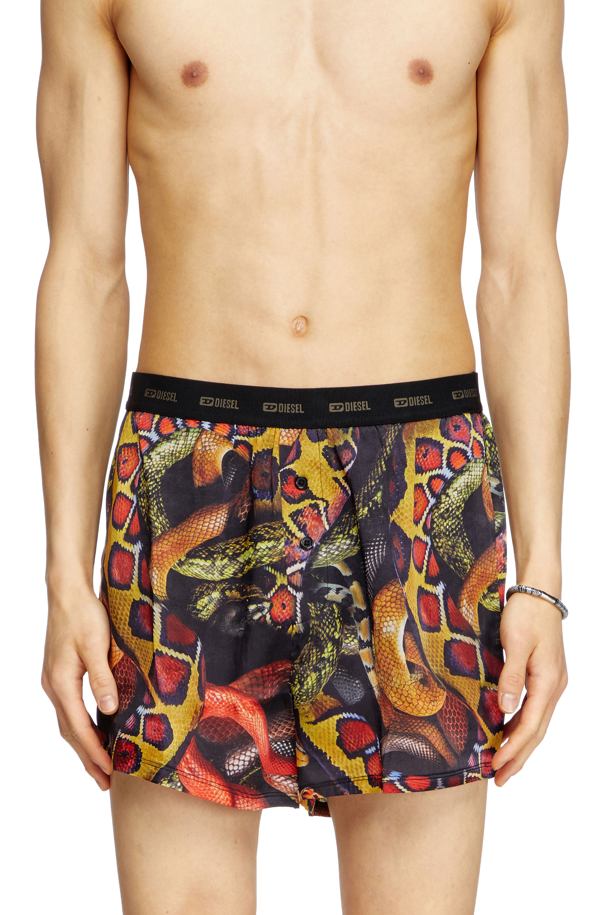 Diesel - STARK-UTLT-SNAKE, Man's Satin boxer shorts with snake print in Multicolor - 1