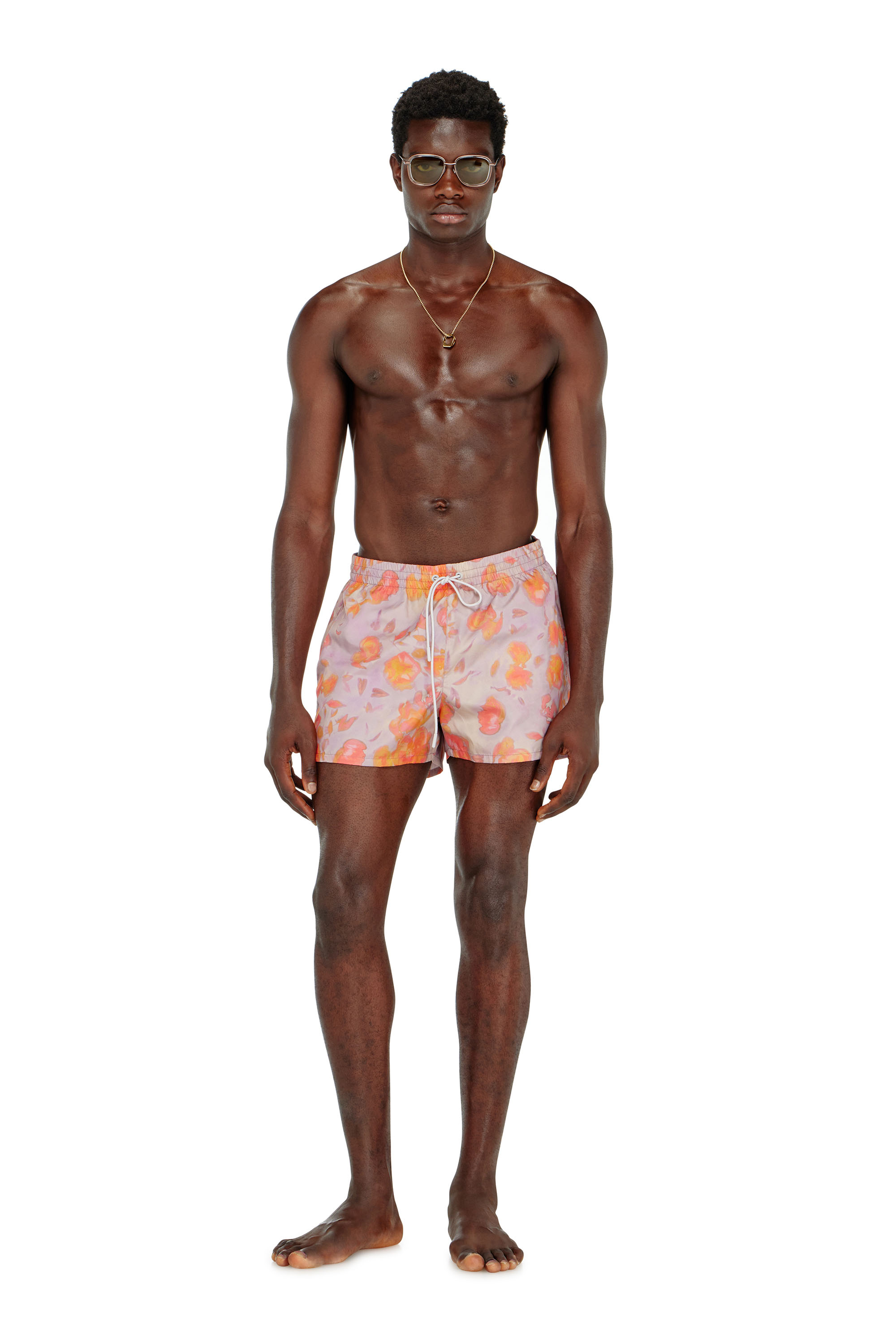 Diesel - OLLY-34-D-CORE, Man's Metallic swim shorts with floral print in null - 1