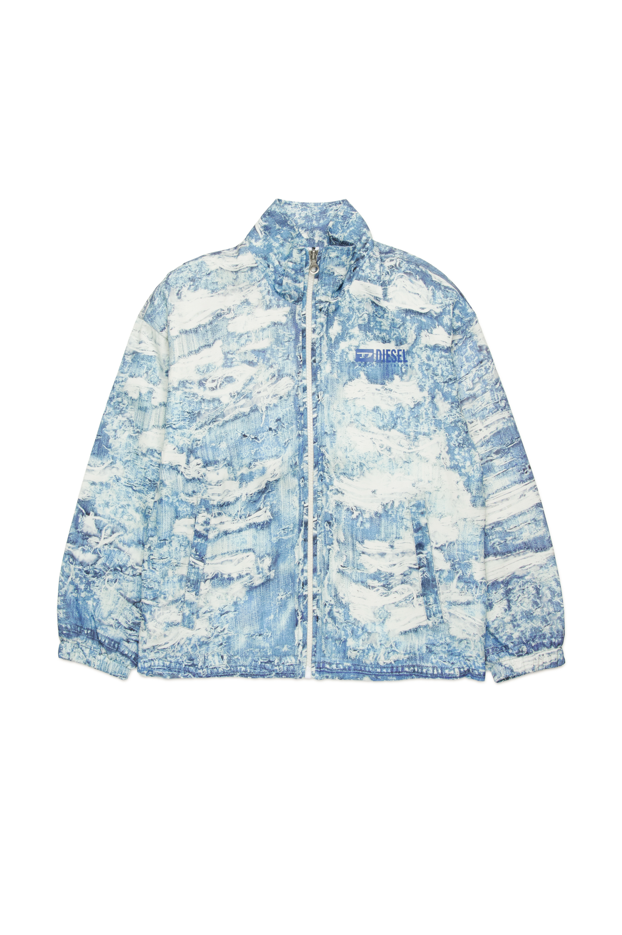 Diesel - JALSTON, Man's Windbreaker with Tiger Breaks trompe l'oeil in Blue - 1