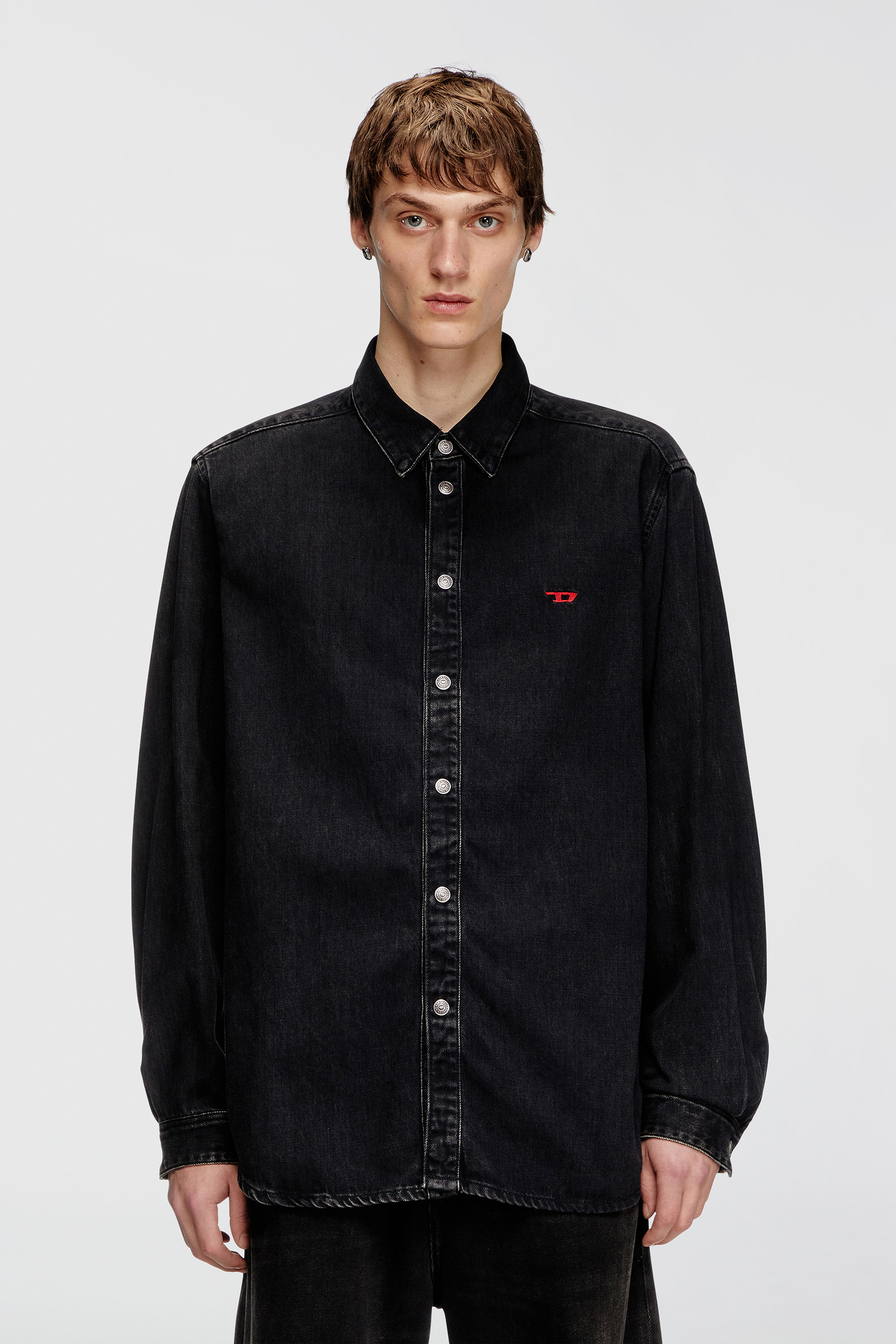 Diesel - D-SIMPLY, Man's Shirt in Tencel denim in Black - 1