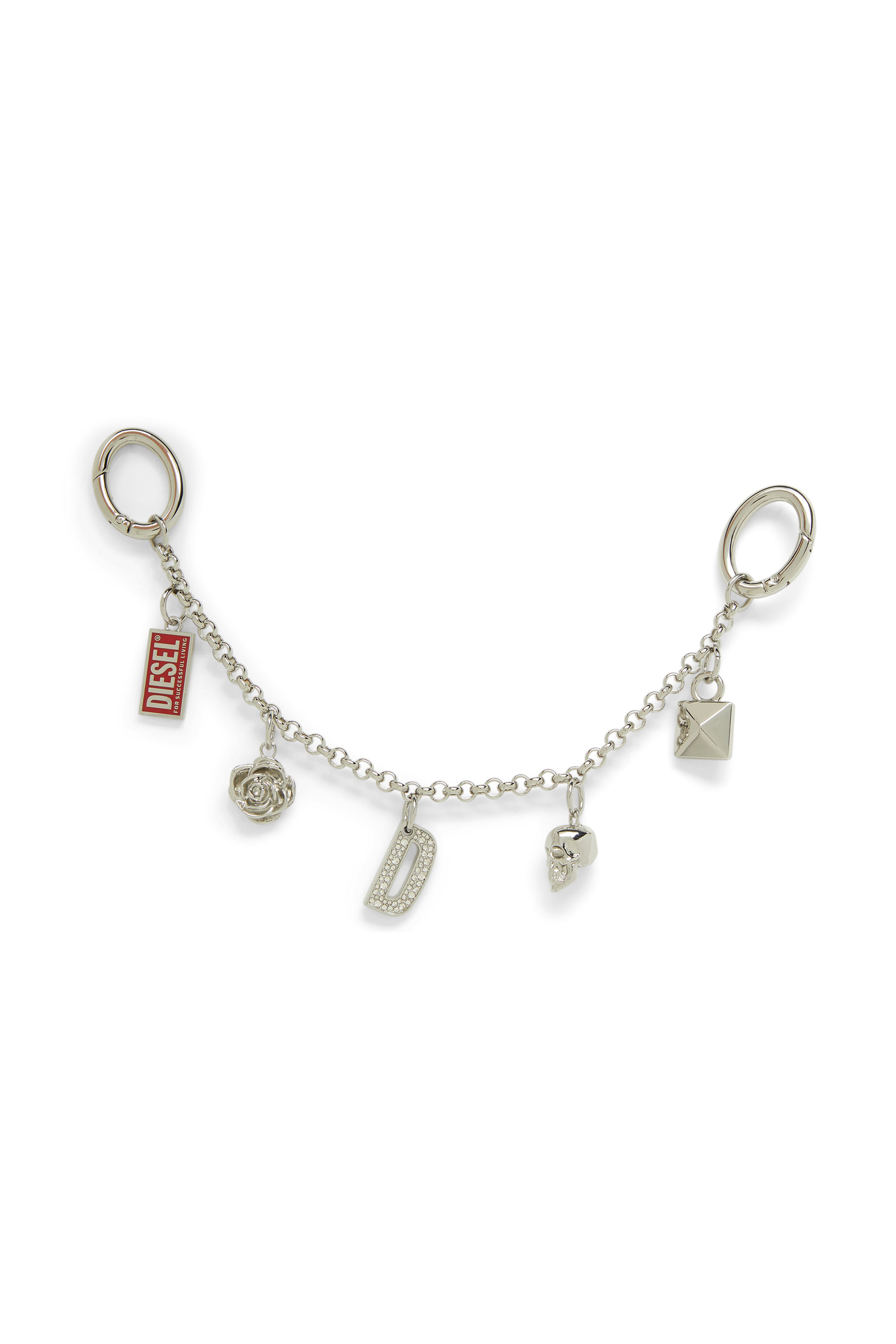 Diesel - CHAIN-D II S, Woman's Metal chain charm with iconic pendants in Silver - 1