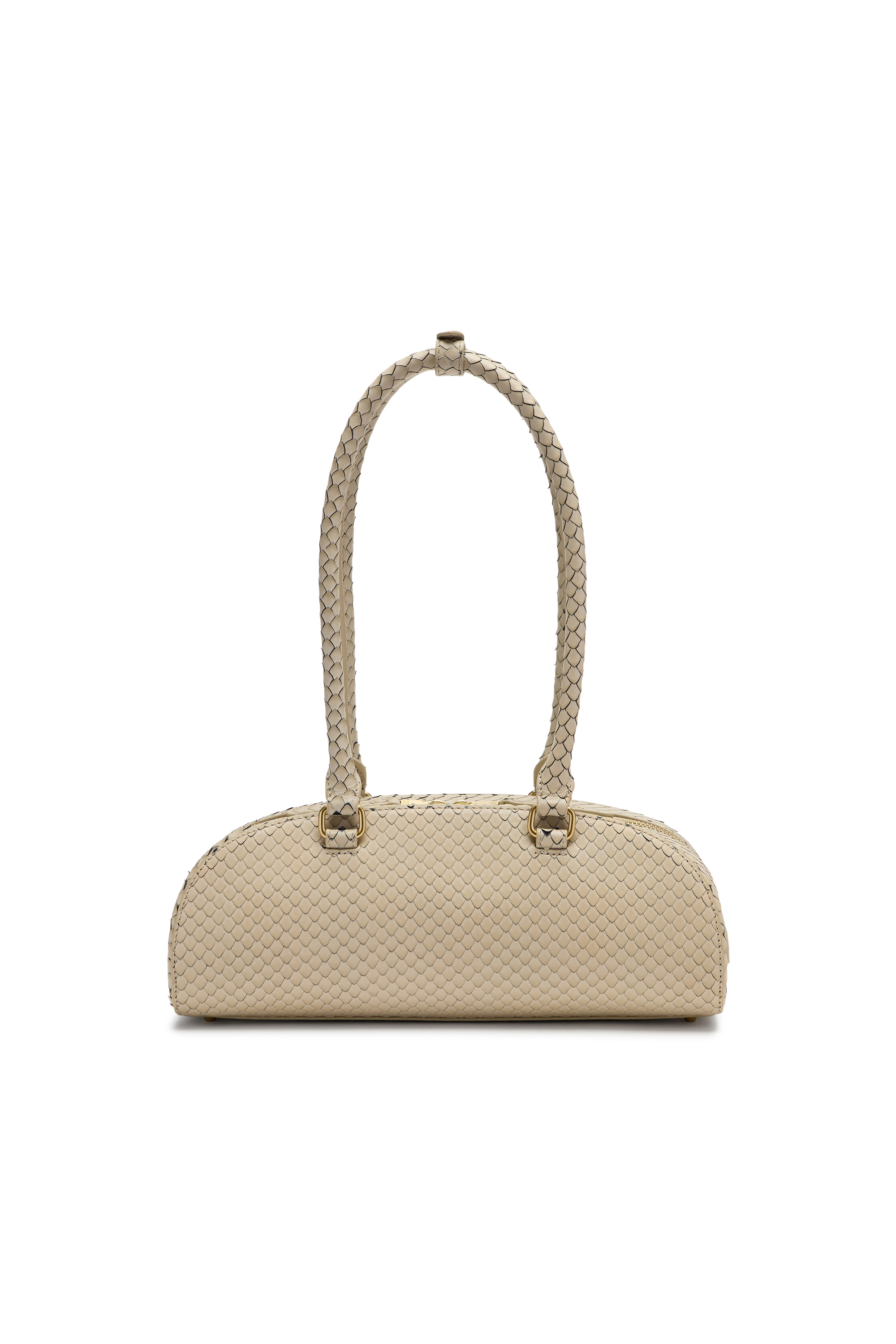Diesel - 1DR DOME SHOULDER EW, Woman's 1DR Dome-Elongated bowling bag in textured leather in Beige - 4