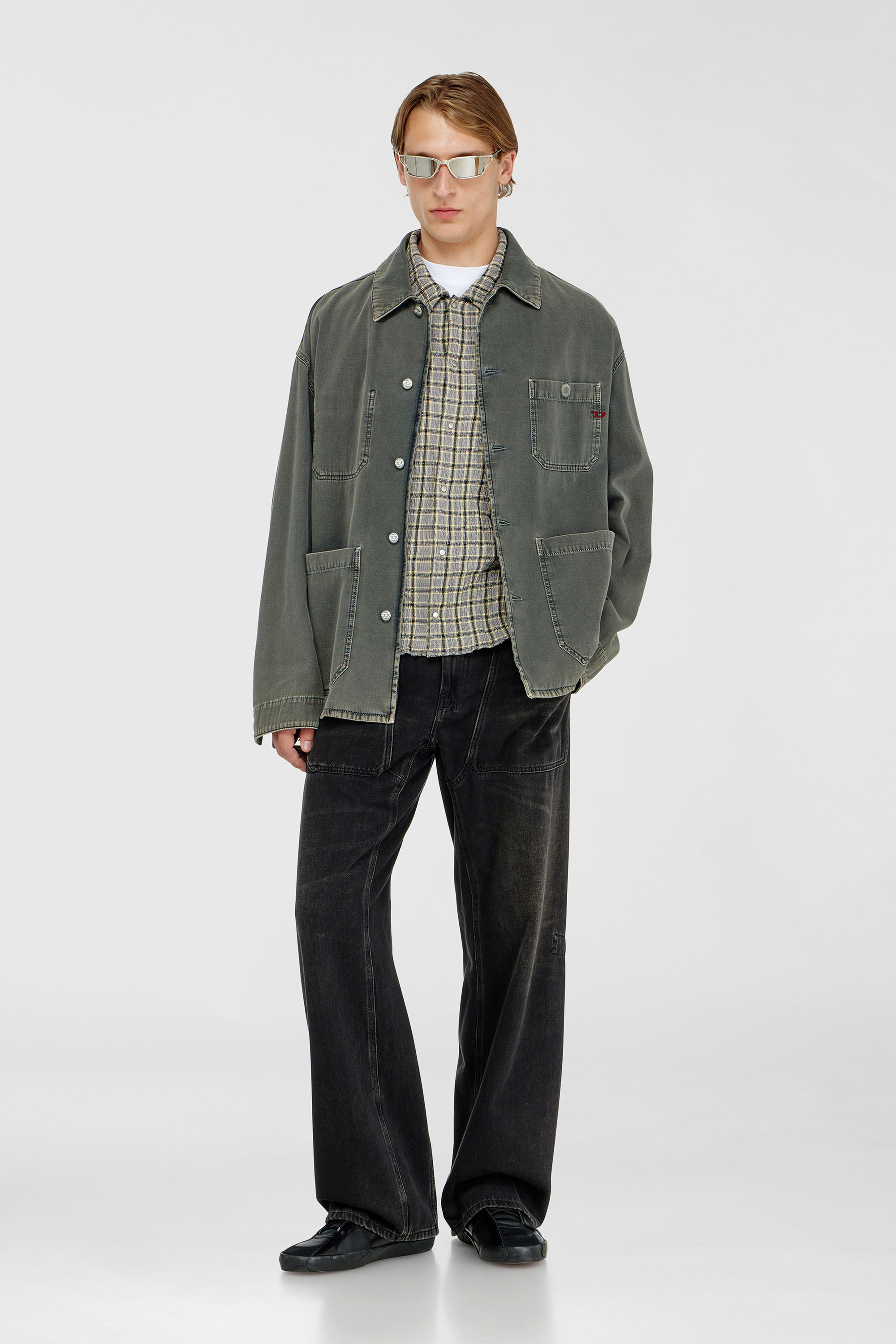 Check shirt with seersucker effect