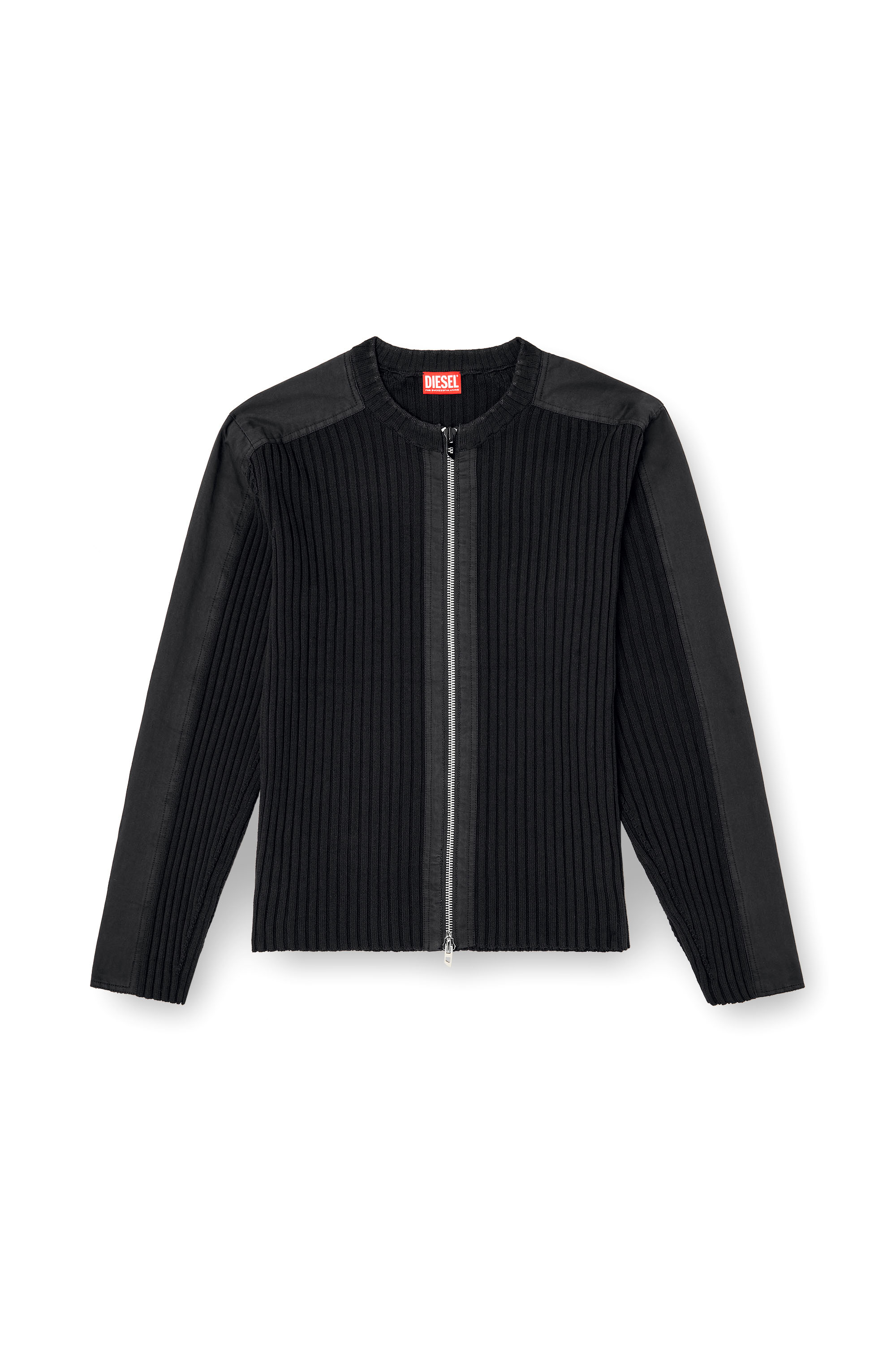 Diesel - K-MATTY, Man's Zipped cardigan with utilitarian panels in Black - 2