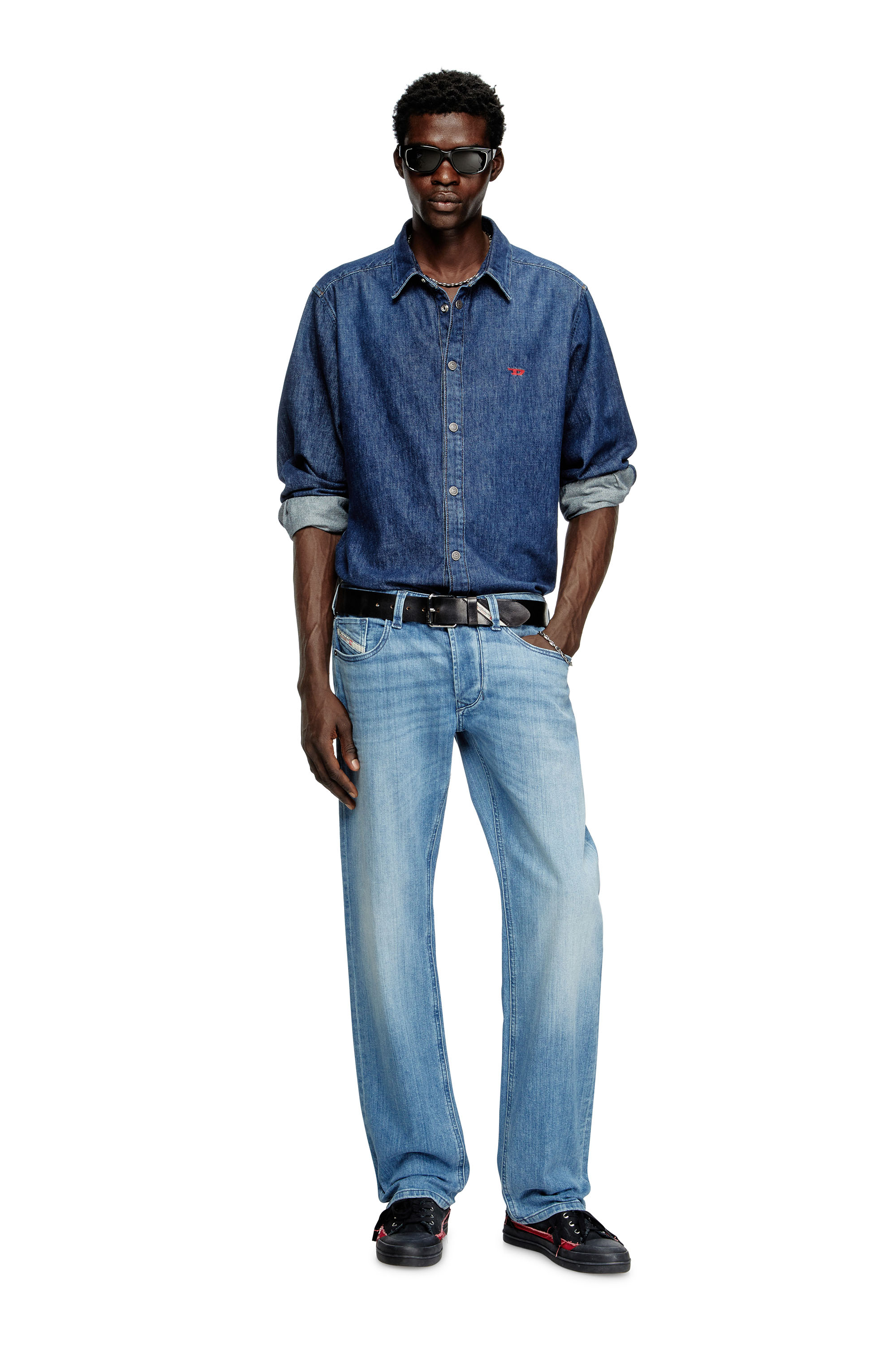 Diesel - D-SIMPLY, Man's Shirt in denim in Dark Blue - 2