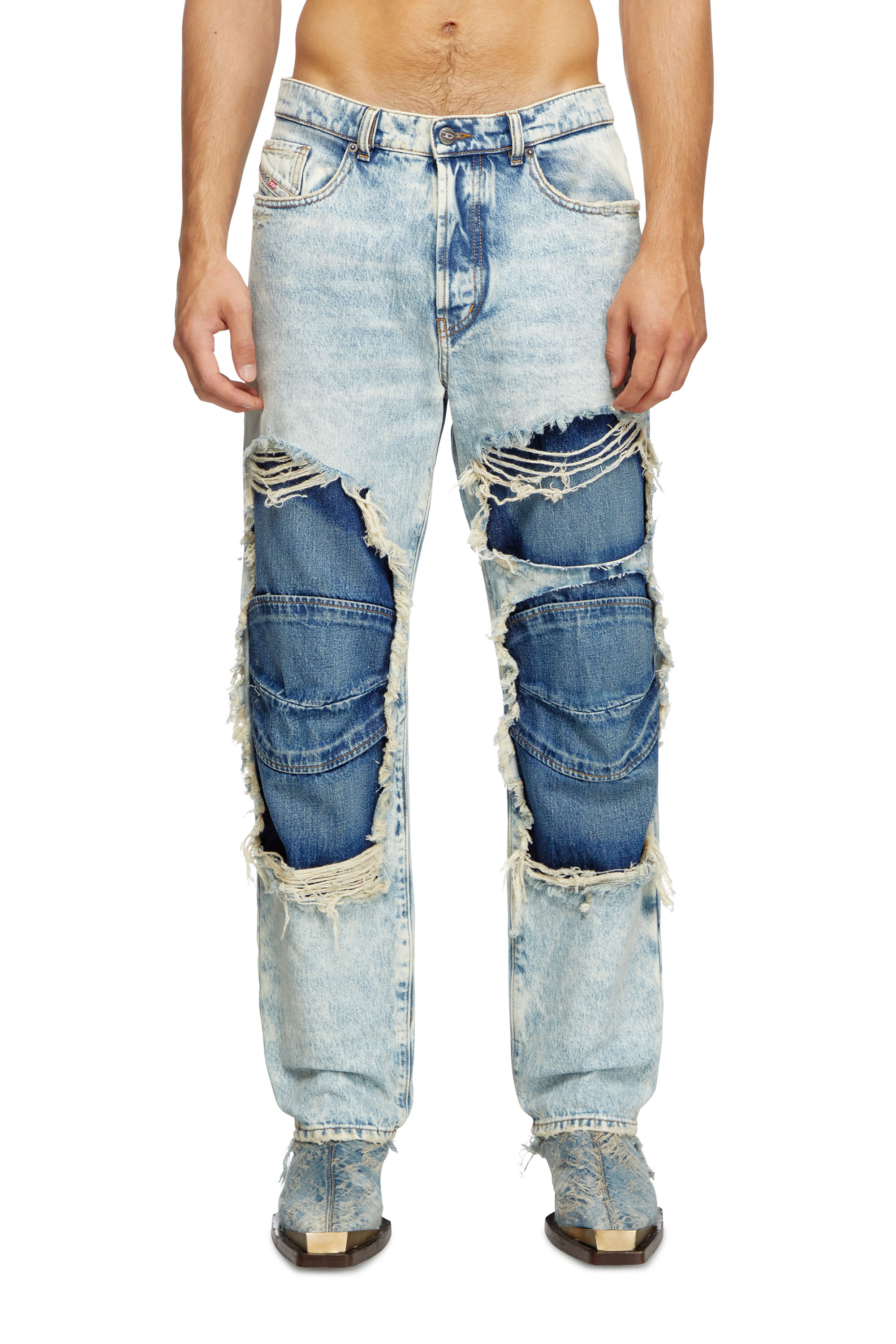 Diesel - Unisex's Relaxed Jeans D-Fire 0AJEN, Light Blue - 1