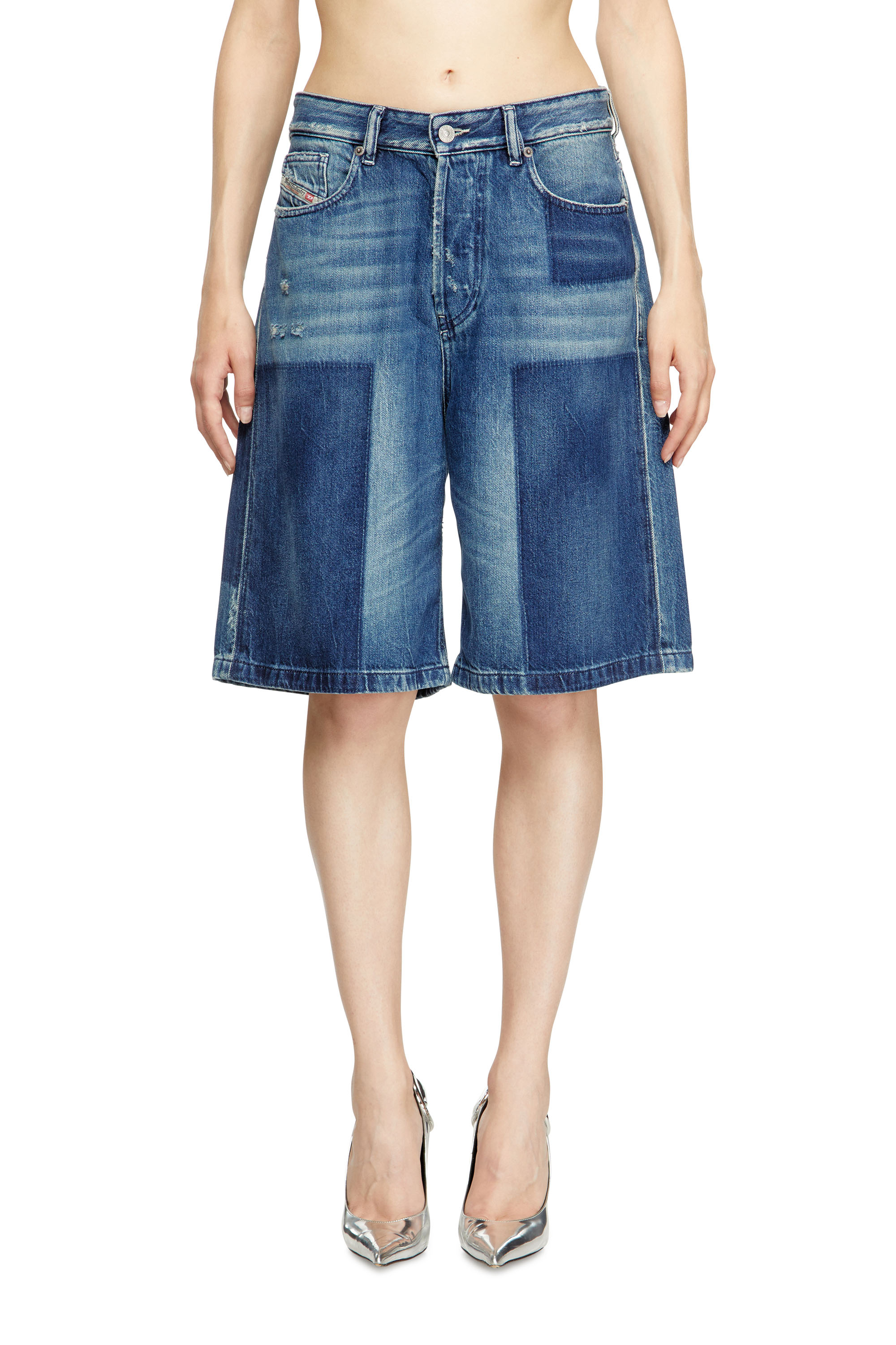 DE-SIRE-SHORT, Medium blue Diesel - DE-SIRE-SHORT, Woman's Shorts in contrast-effect denim in Medium blue - 3