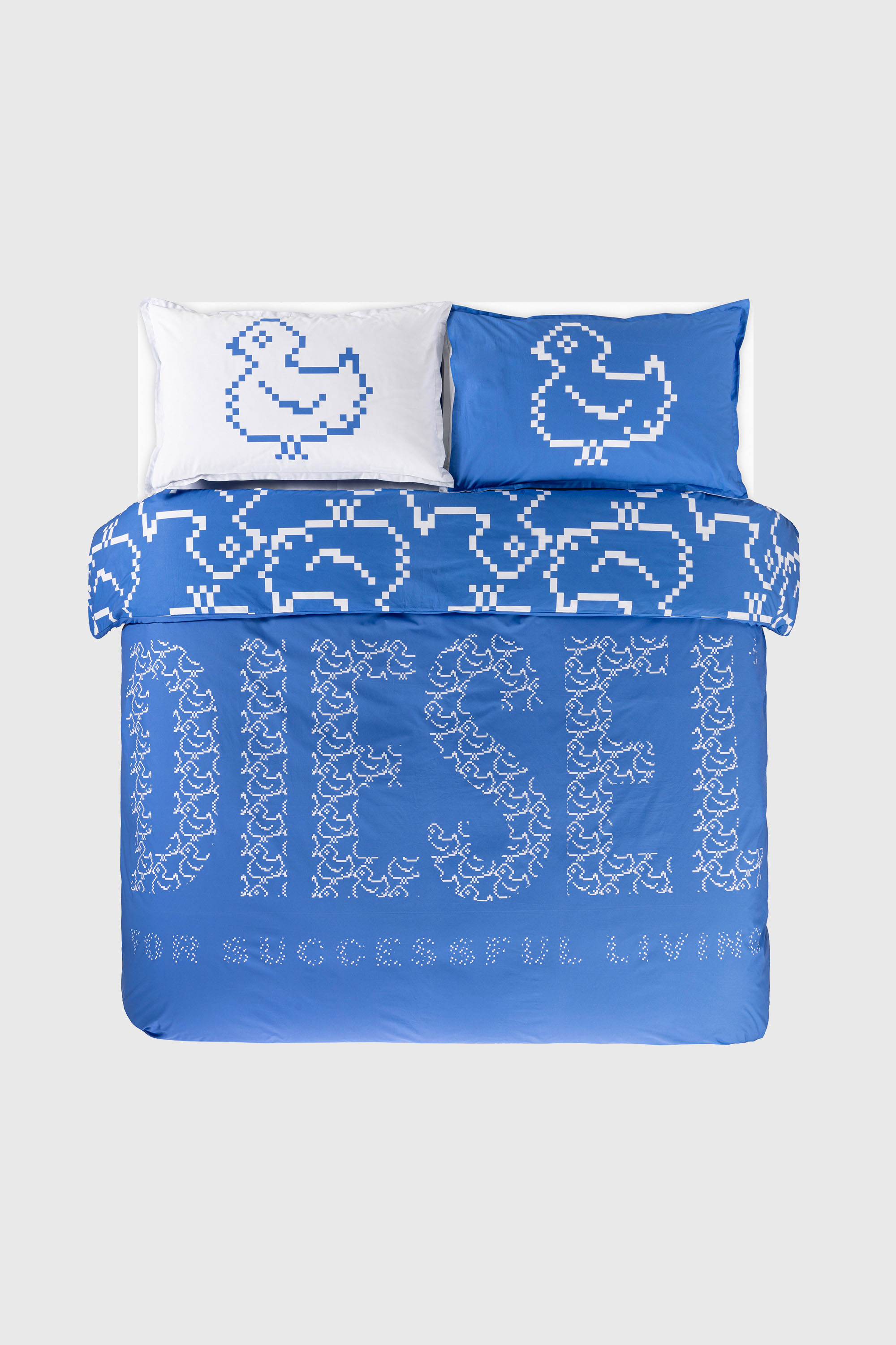 Diesel - 1018141  PIXEL DUCKS BLUE PERCALE DUVET, Unisex's Percale duvet cover set for queen size bed in Blue - 1