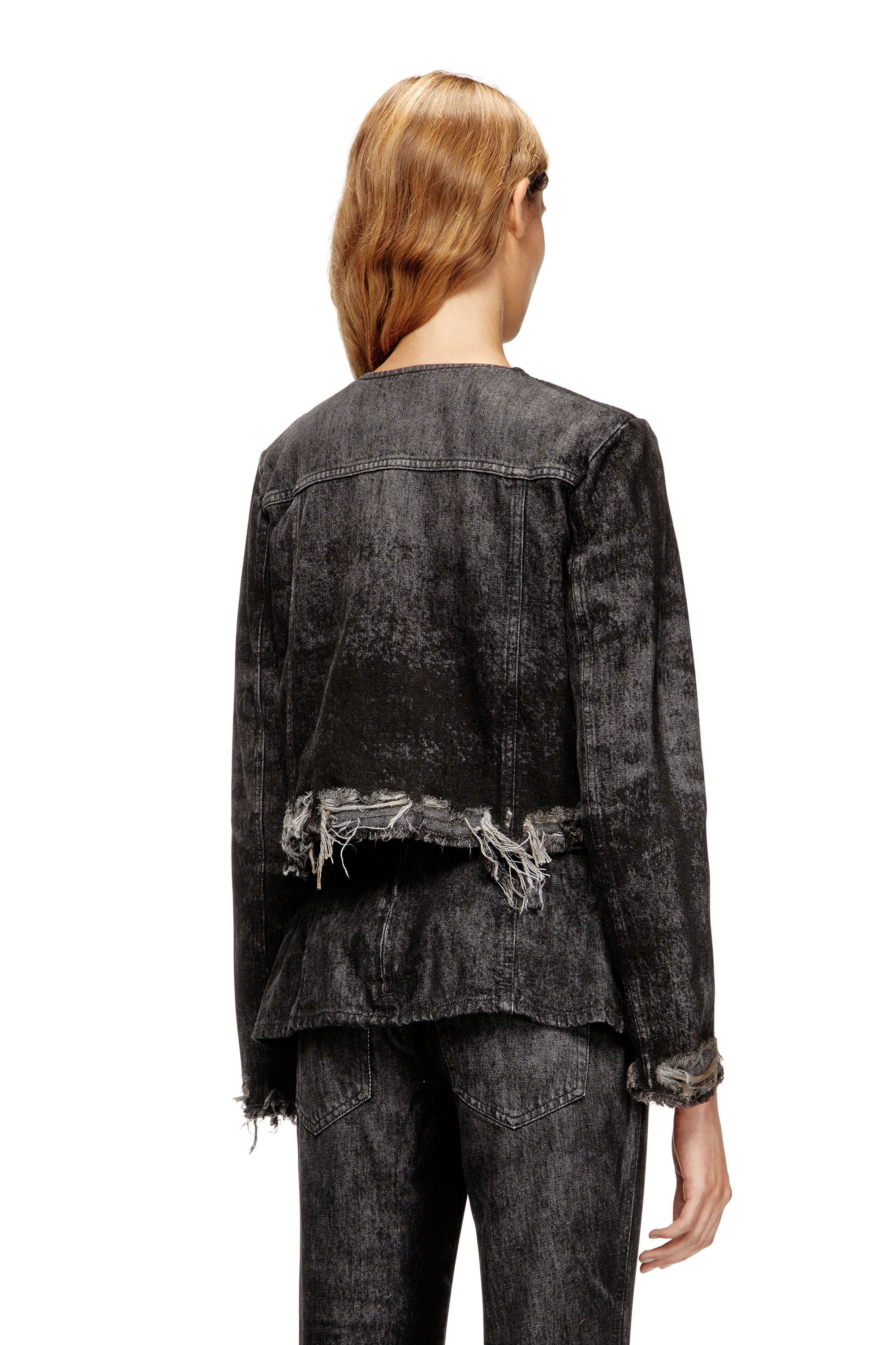 Diesel - DE-GRAFFY-FSH, Woman's Jacket in lasered cotton-hemp denim in Black - 4