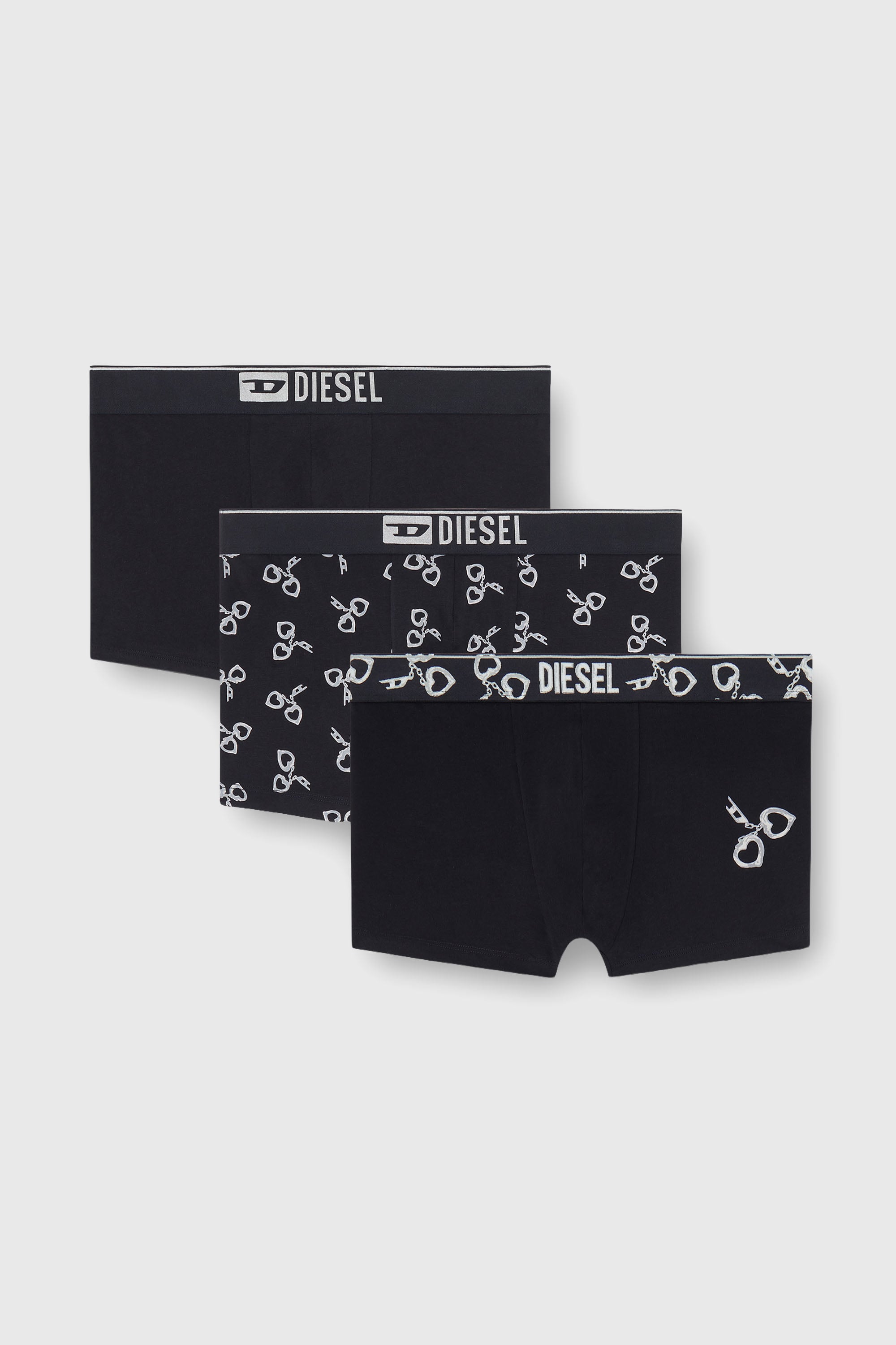 Diesel - DAMIEN-GFT-3PACK, Man's Three-pack boxer briefs with handcuff motif in Black - 1