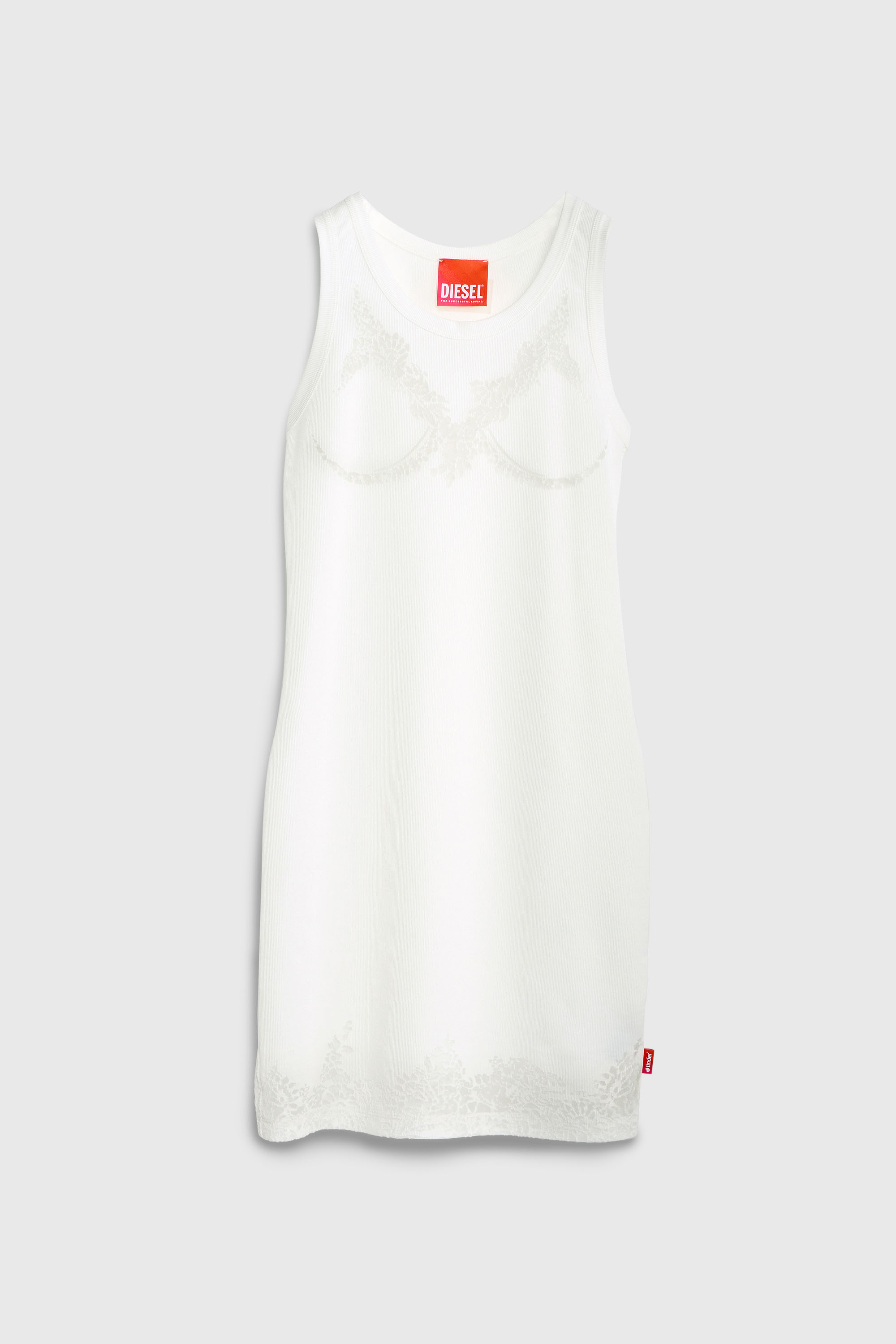 Diesel - PR-D-ANKI-LACE-R, Woman's Mini tank dress with devor&eacute; lace effect in White - 2