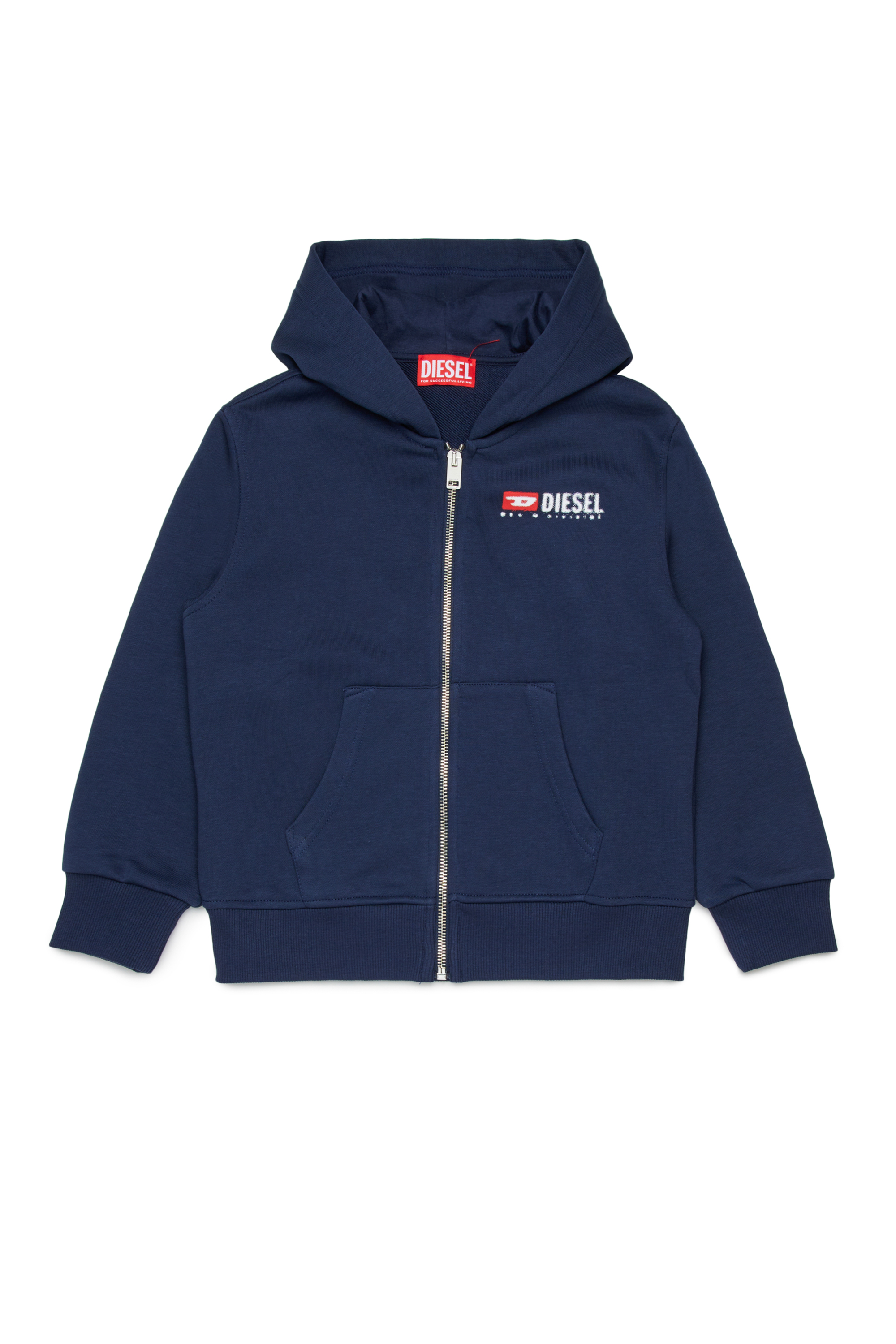 Diesel - SDROPSHOODZ OVER, Man's Cotton zip-up hoodie in Blue - 1