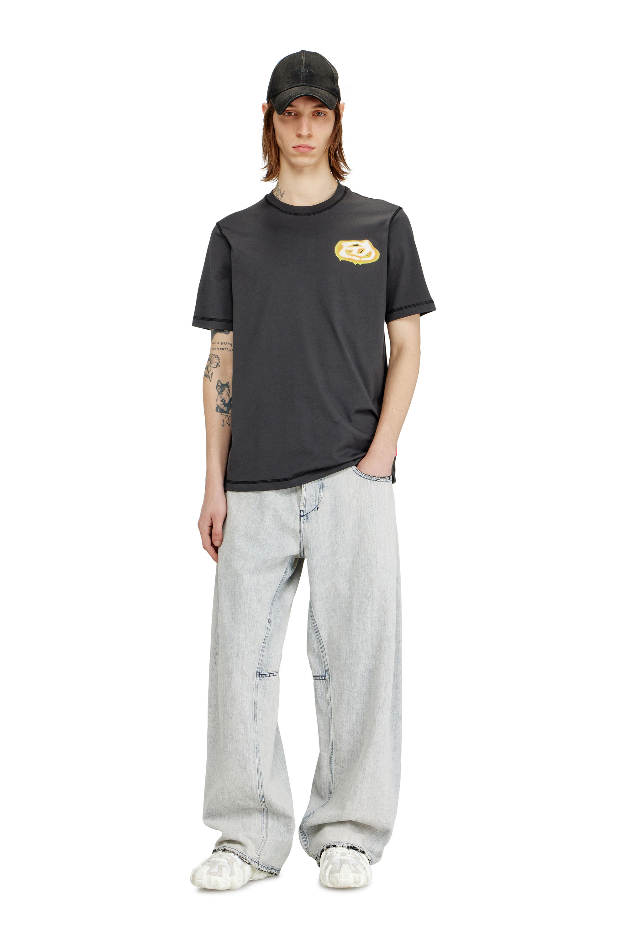 Diesel - T-ADJUST-V7, Man's T-shirt with contrasting stitching in null - 2