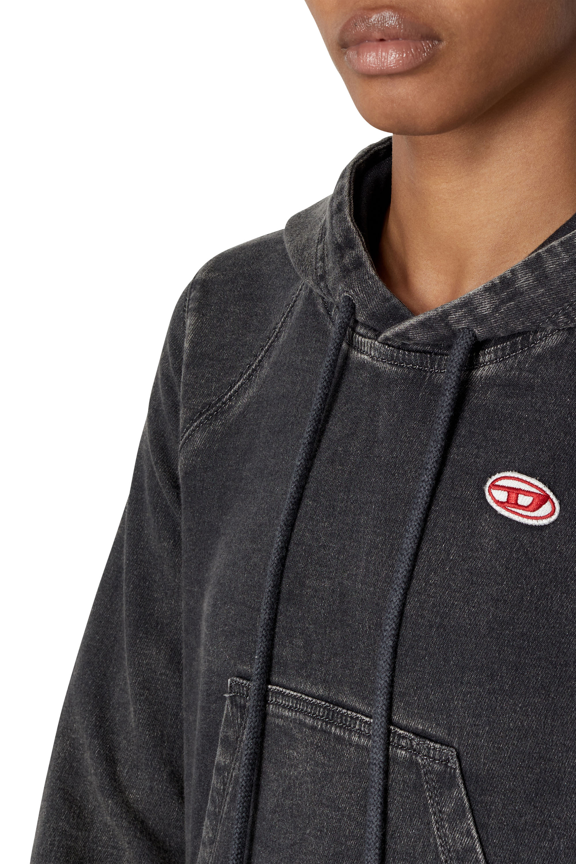Diesel - D-ANGY TRACK DENIM HOODIE, Black/Dark grey - Image 5