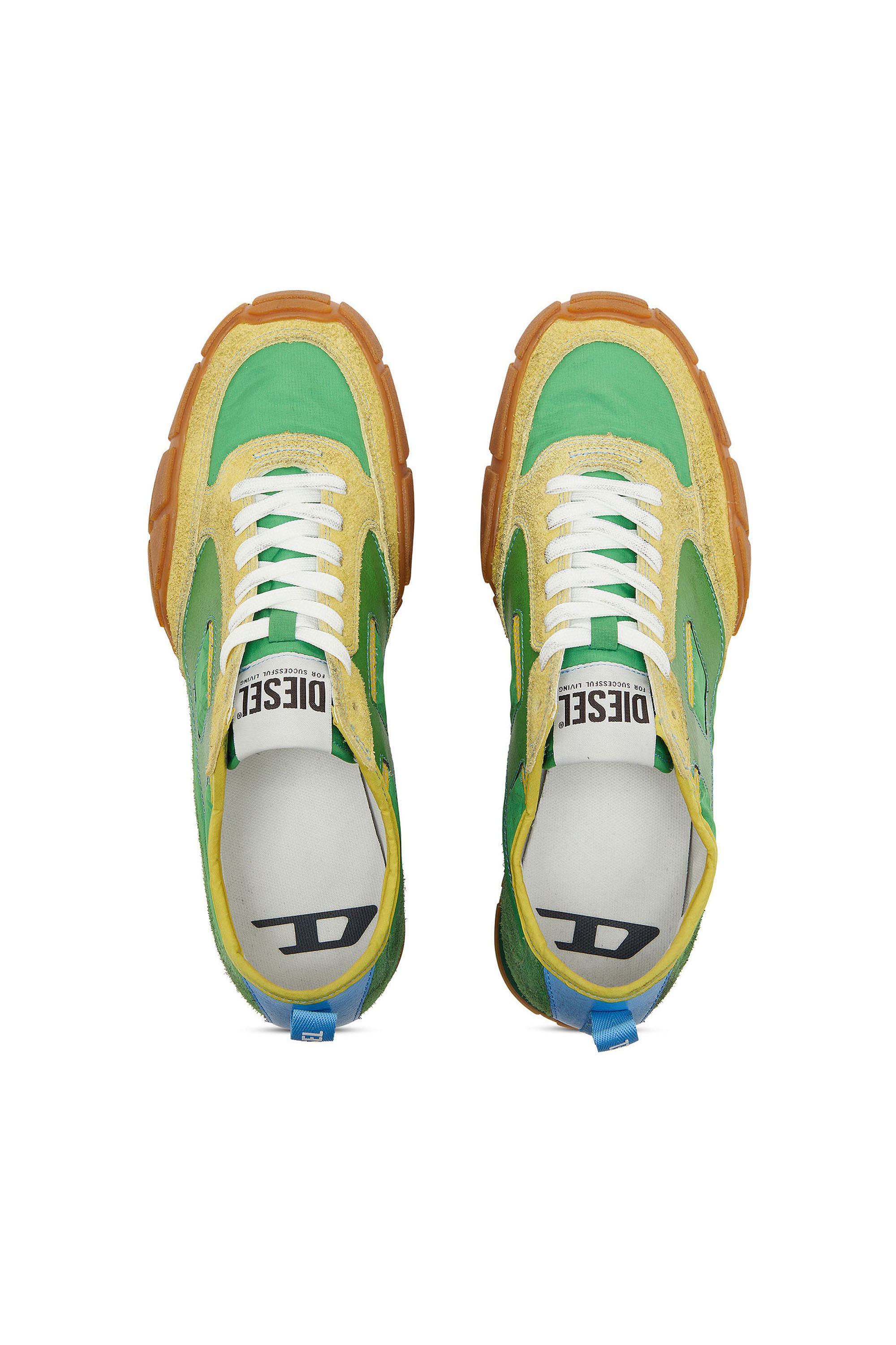 Diesel - S-PAGODHA LOW, Man's S-Pagodha - Sneakers in leather and nylon in Green - 4