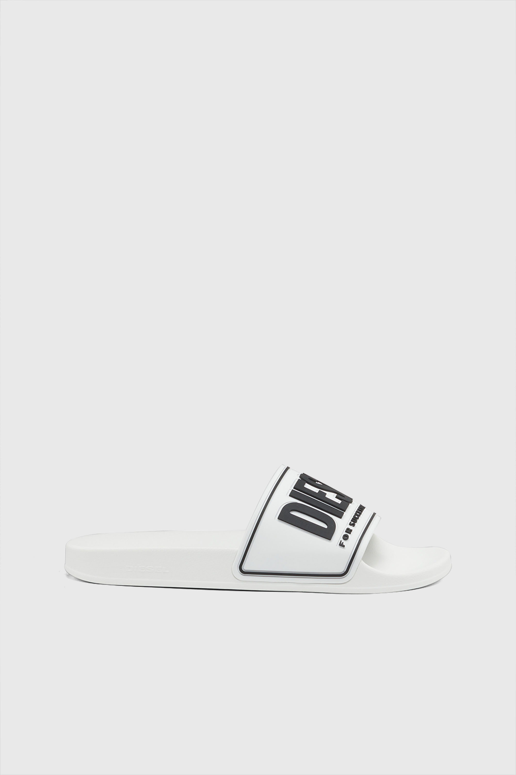 Diesel - SA-MAYEMI CC, Man's Sa-Mayemi-Pool slides with 3D logo in White/Black - 1