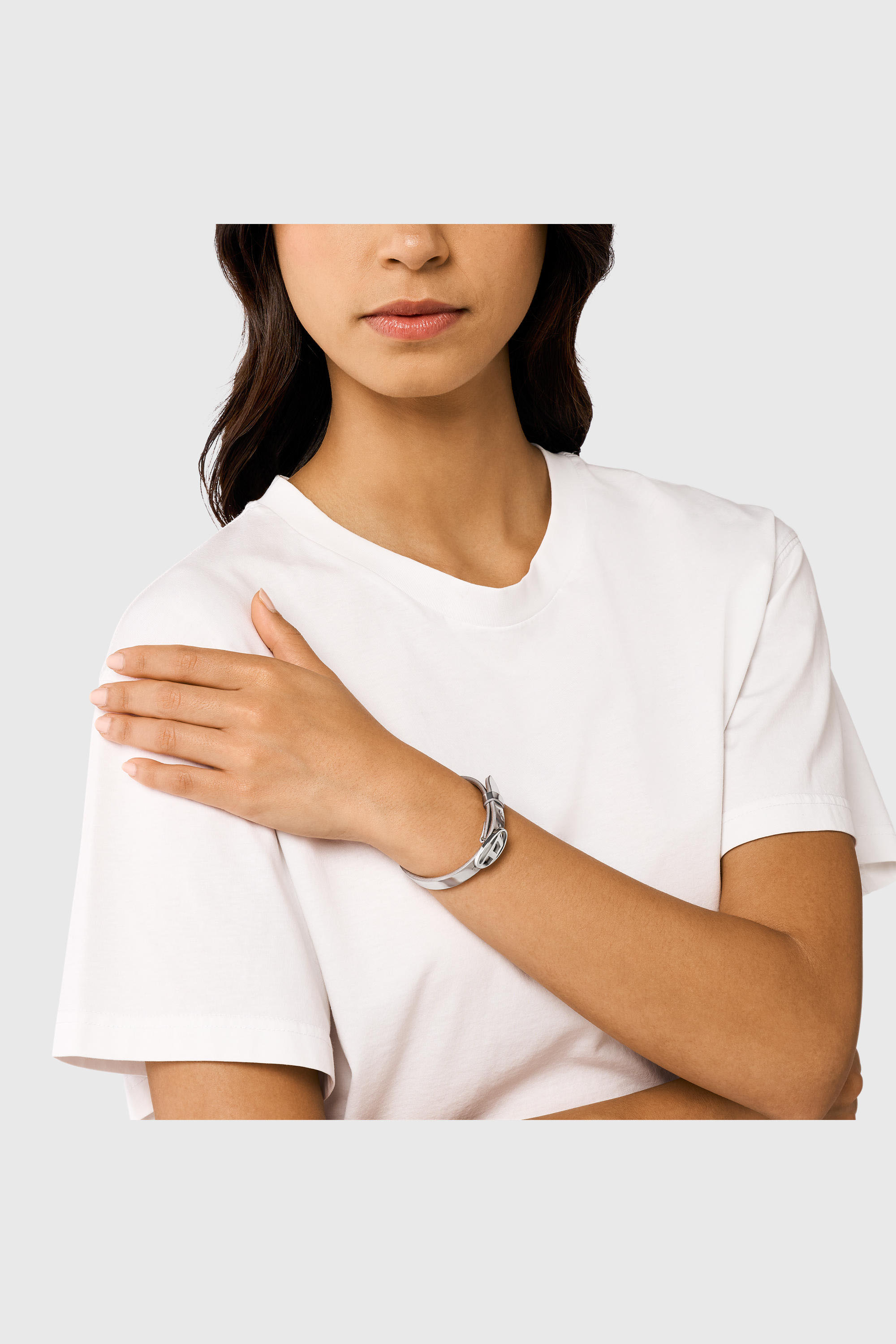 Diesel - DX1518040, Unisex's Silver Leather Stackable Bracelet in Silver - 3