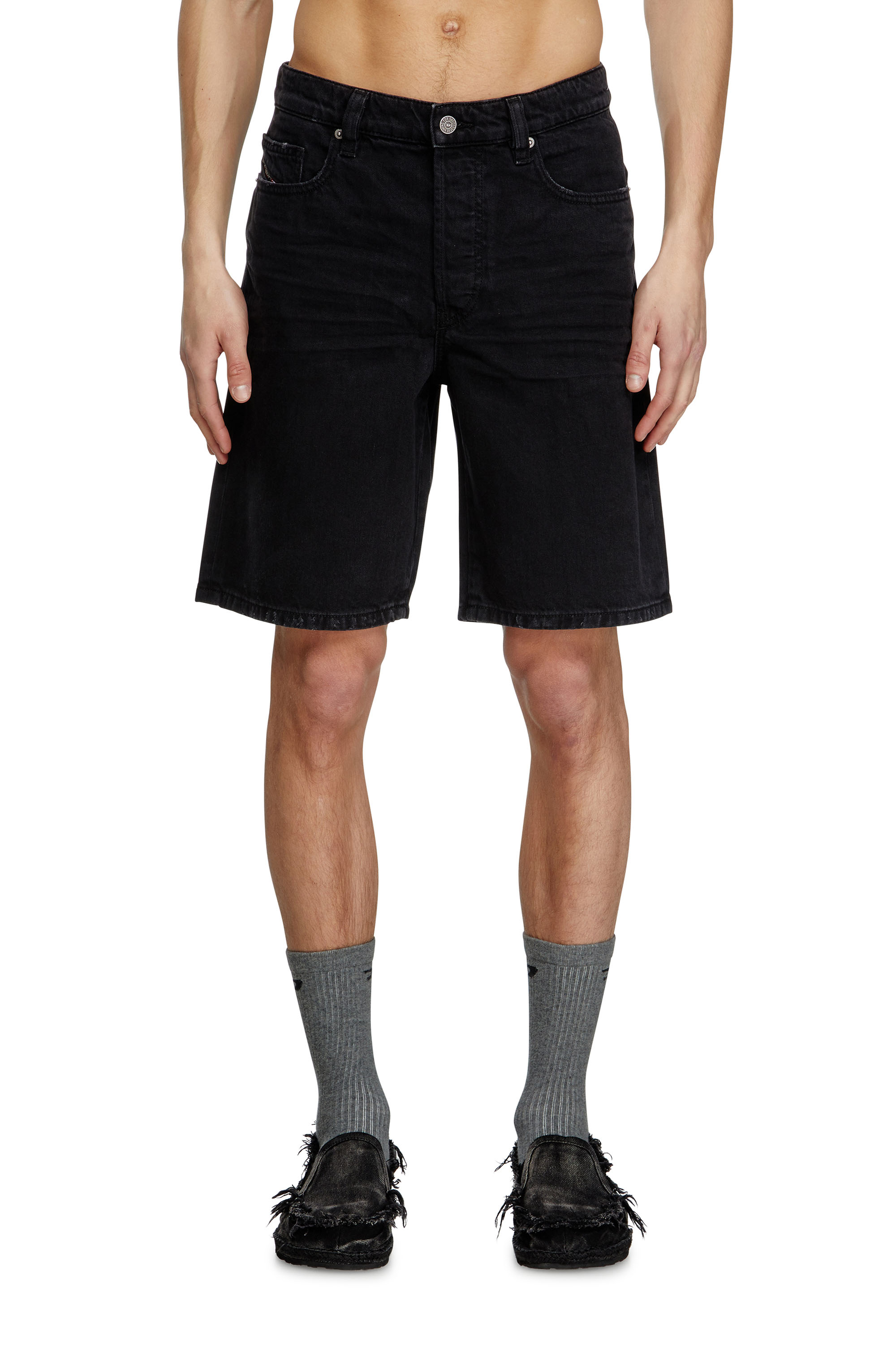 Diesel - REGULAR-SHORT, Man's Denim shorts in Black - 1