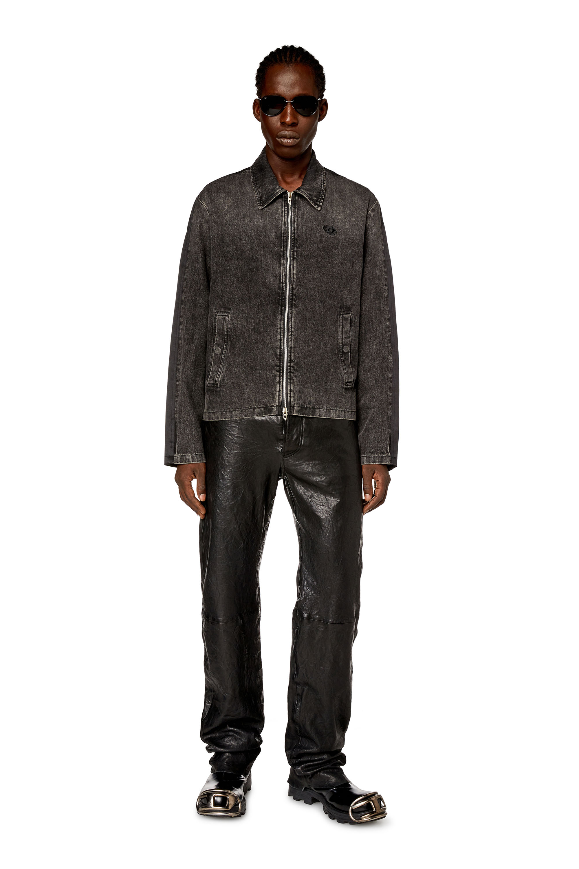 Diesel - J-HARRIS, Man Hybrid jacket in denim and twill in Black - Image 2