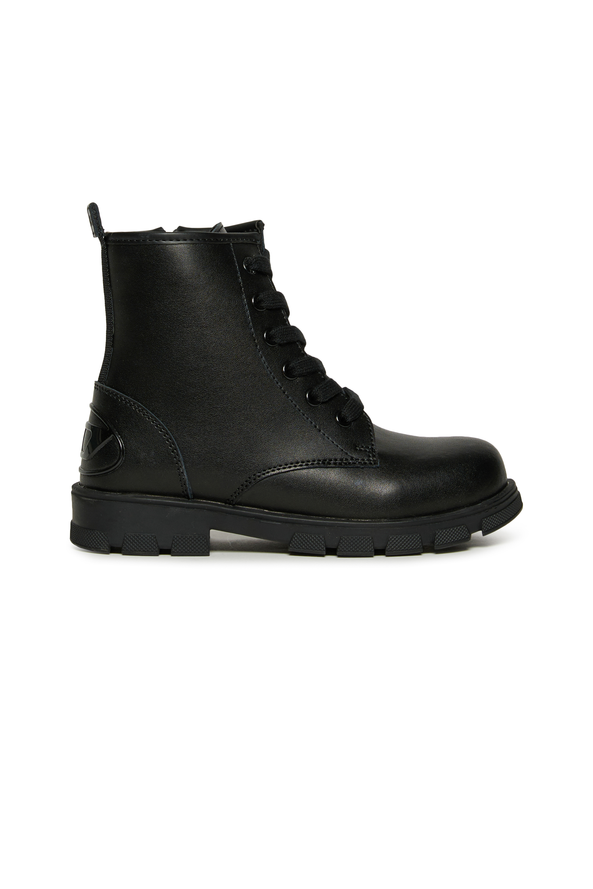 Diesel - D-HAMMER AK LACE, Unisex's D-Hammer Leather Boots with Side Zip in Black - 1