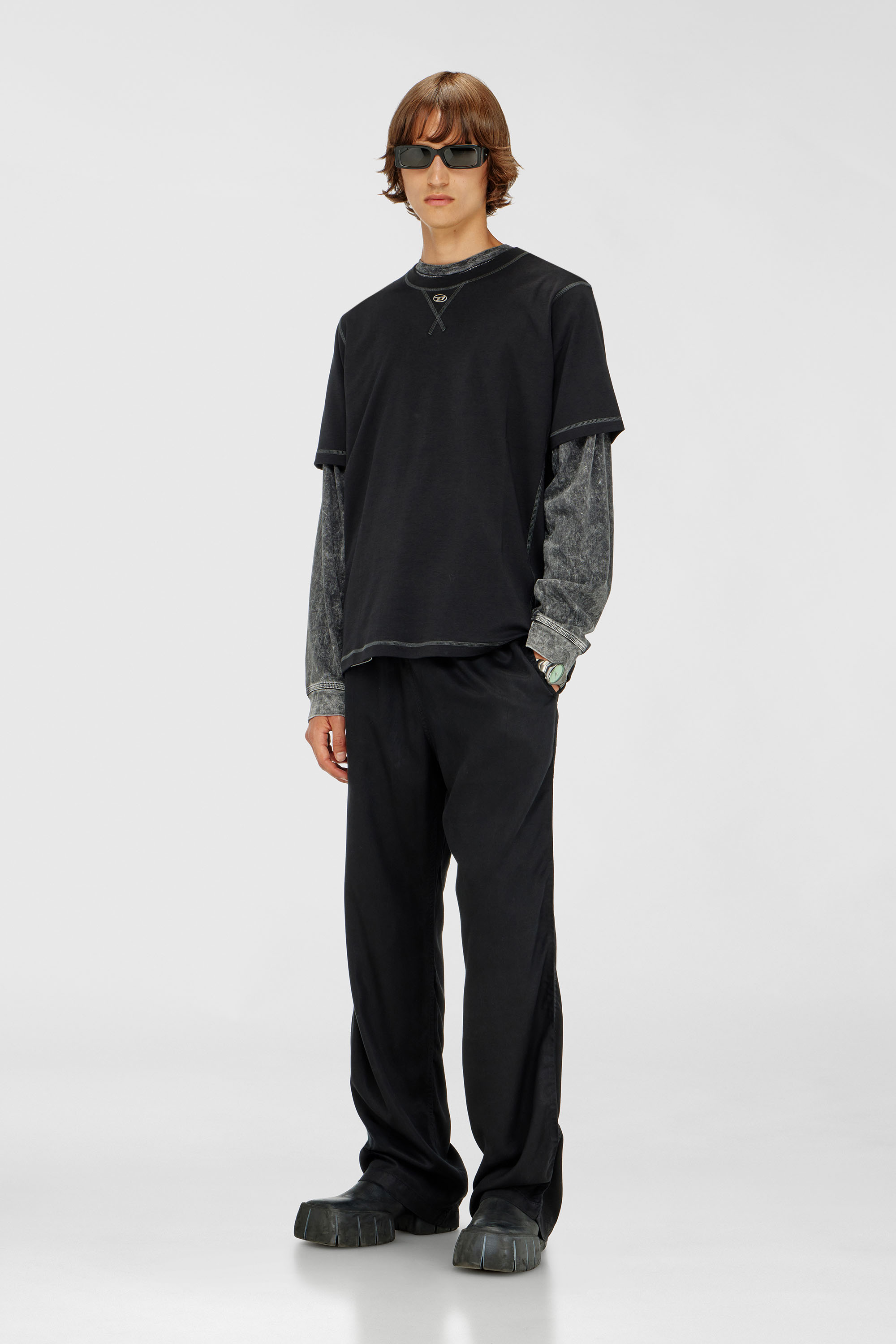 Diesel - T-MADJUST-TR, Man's Regular T-shirt with crew neck and Oval D in Dark grey - 1