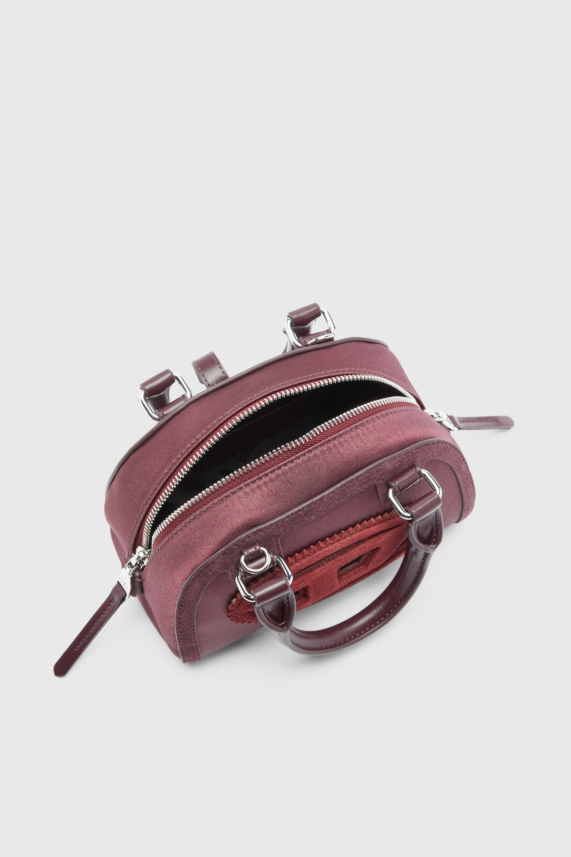Diesel - 1DR DOME CROSSBODY, Woman's 1DR Dome - Small bowling bag in satin and suede in Burgundy - 5