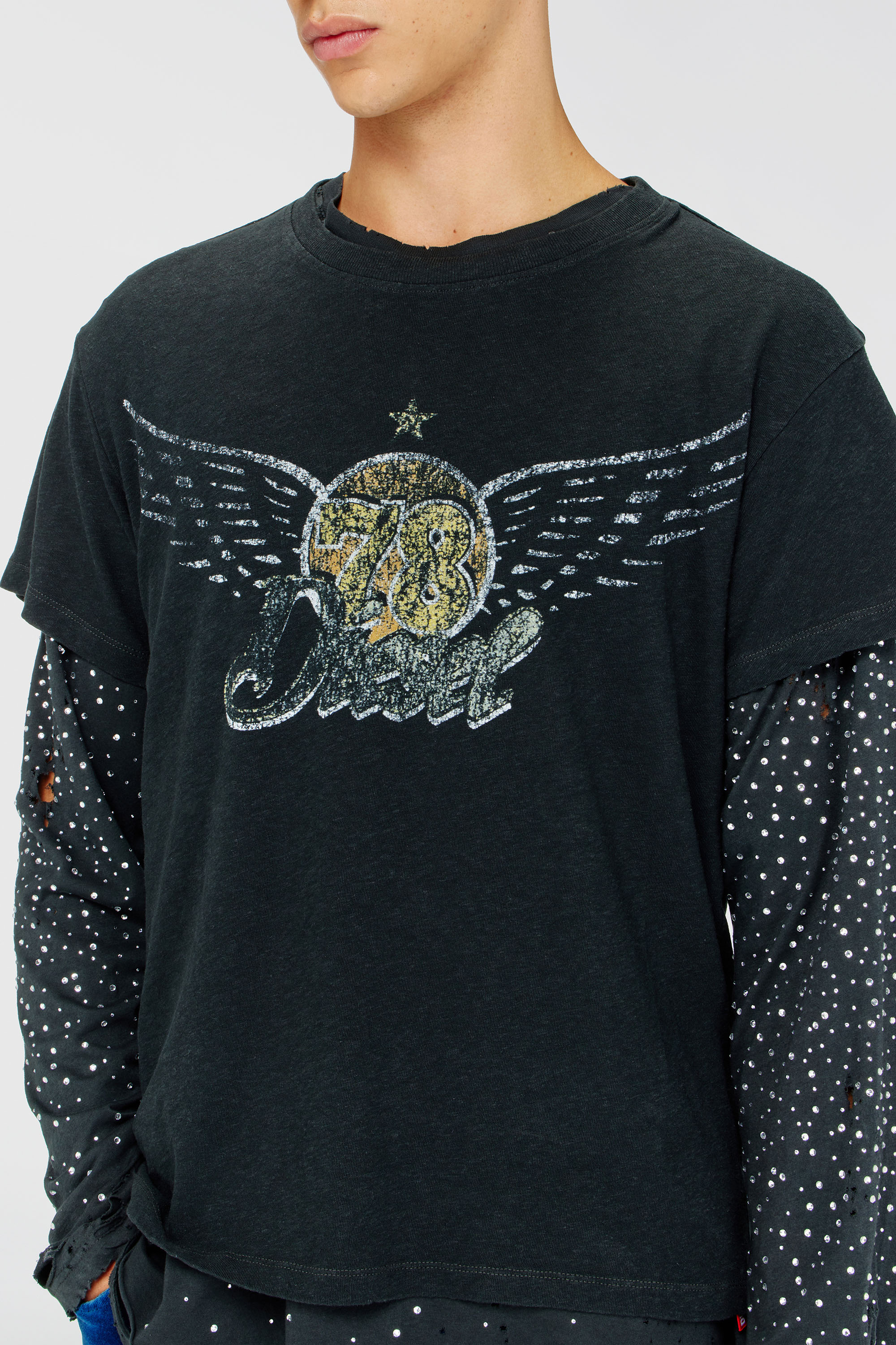 Diesel - T-GERIO-A, Man's Cotton-hemp T-shirt with concert graphics in Black - 5