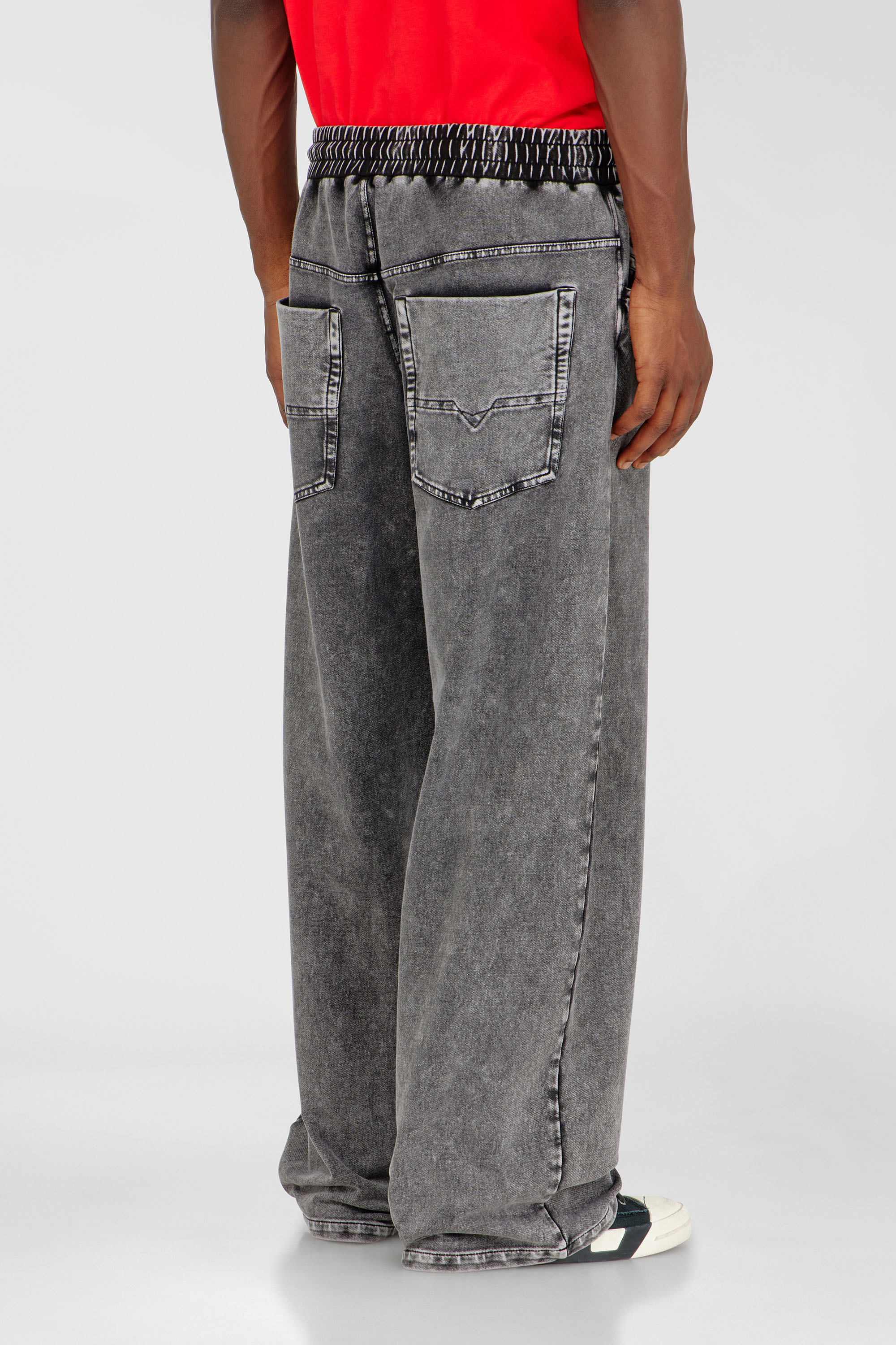 Diesel - P-STUK, Man's Sweatpants with denim effect in Dark grey - 4