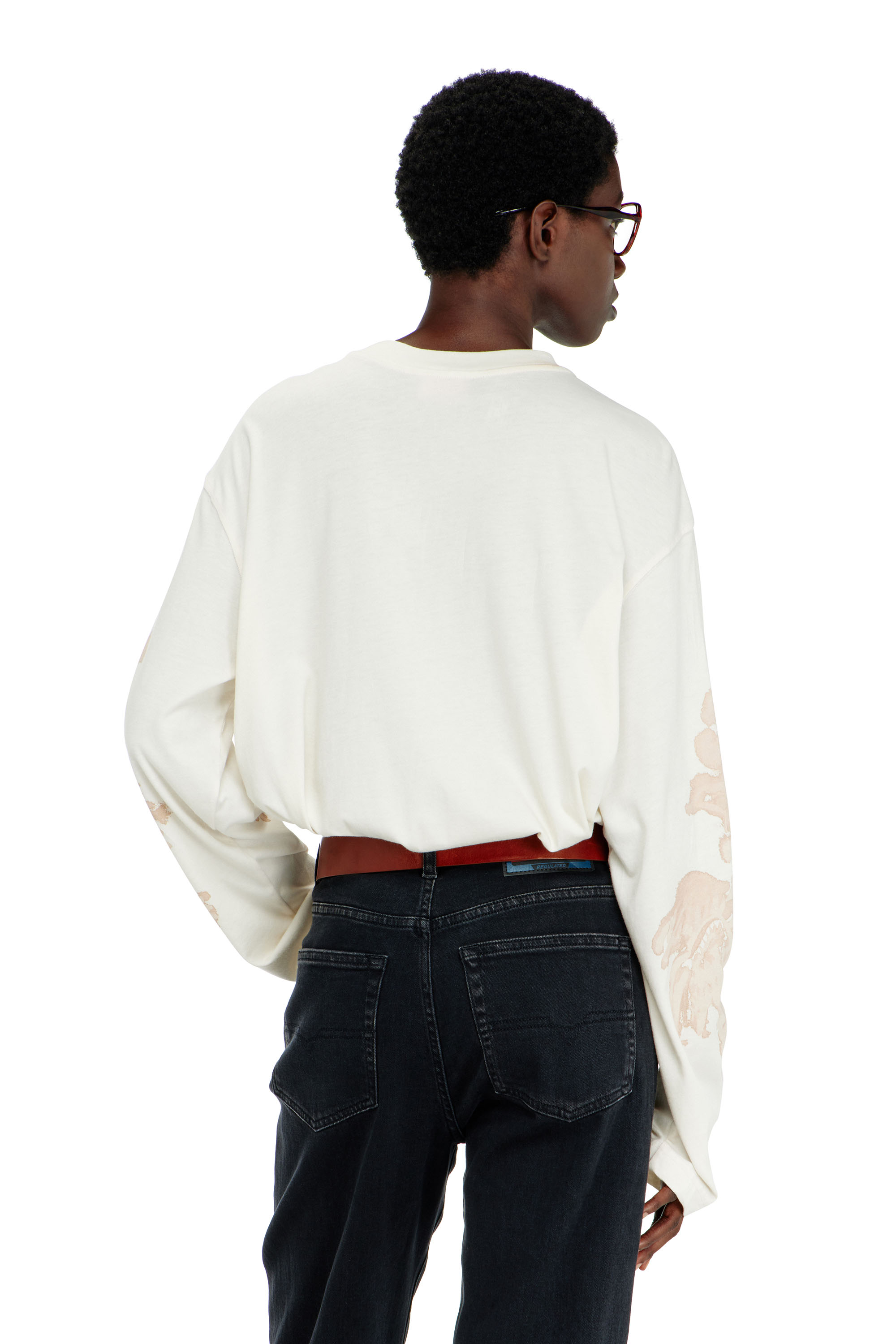 Diesel - T-HILARY-LS-AA1, Woman's Cotton long-sleeve T-shirt with graphic print in White/Pink - 4