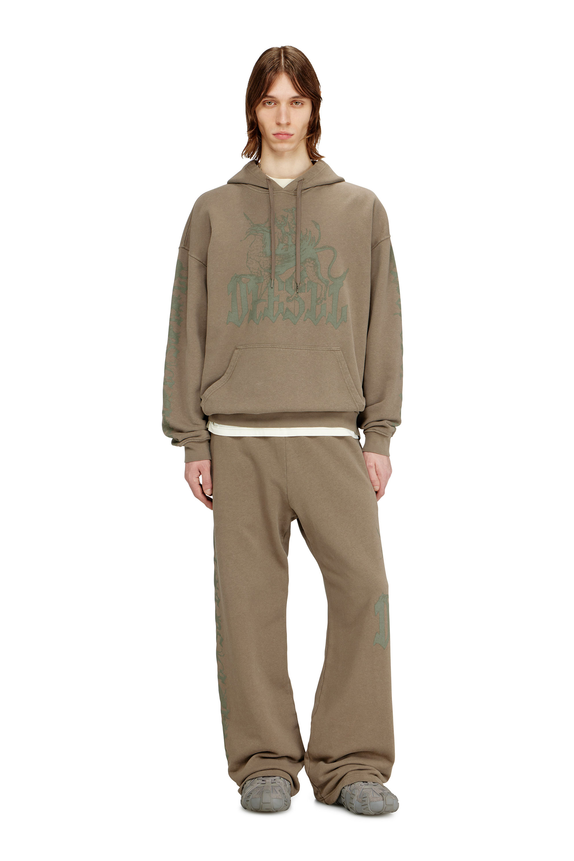 Diesel - S-GRIFFON, Man's Treated hoodie with griffin print in null - 2