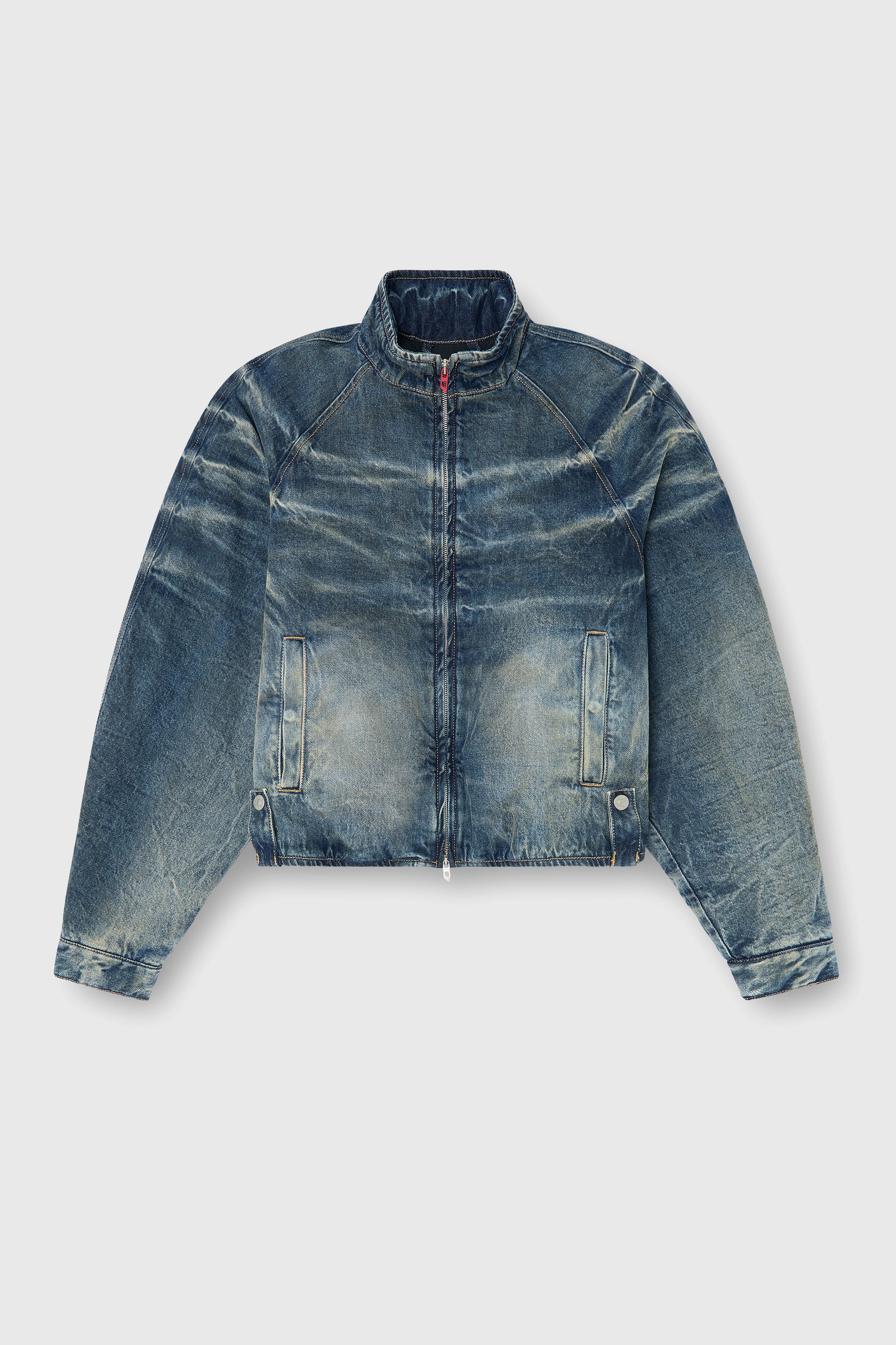 Diesel - DE-BARUS-FSJ1, Woman's Padded jacket in dirty-effect creased denim in Medium blue - 2