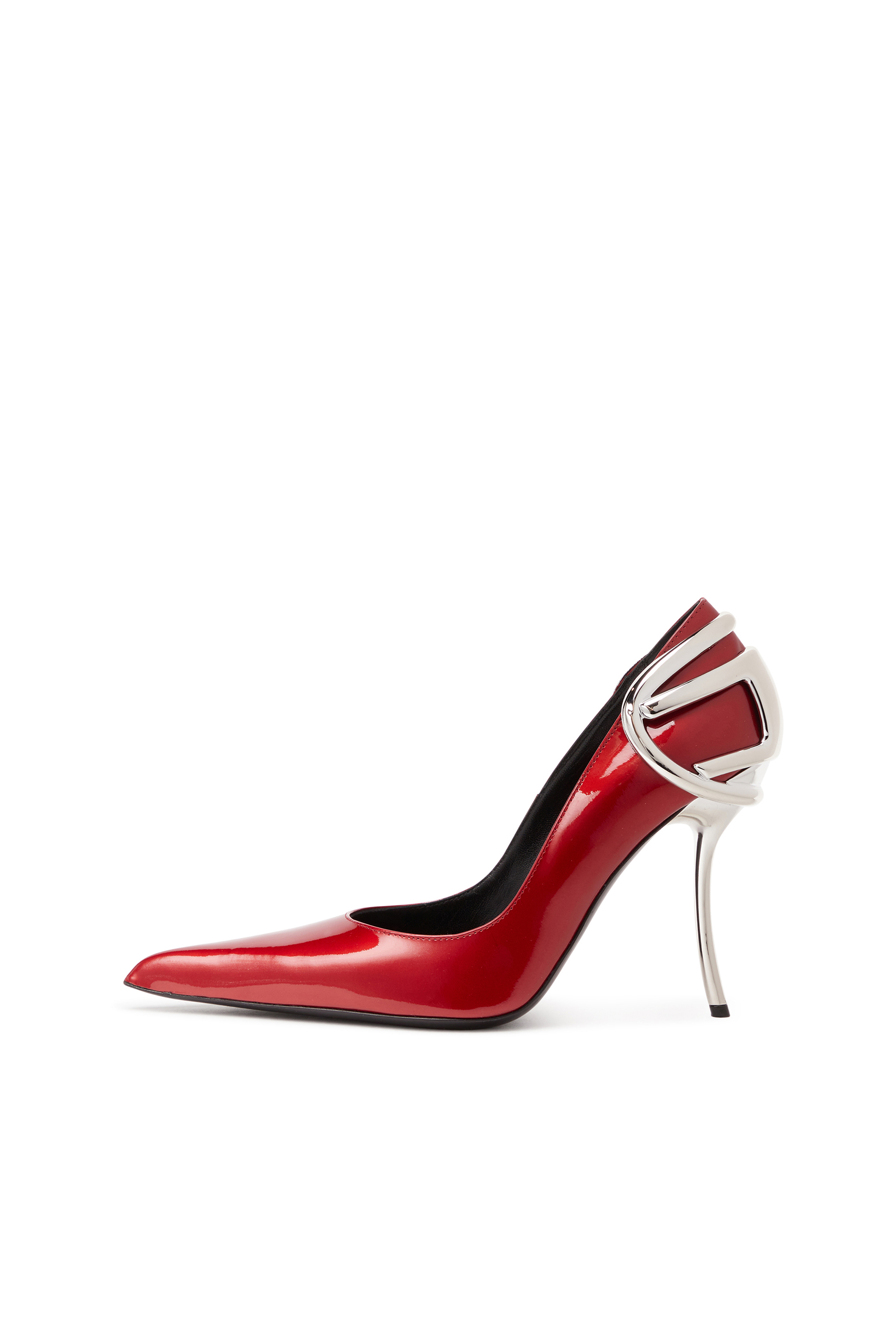 Diesel - D-TEN&HALF P, Woman's D-Ten&Half-Patent leather pumps with Oval D heel in Red - 8