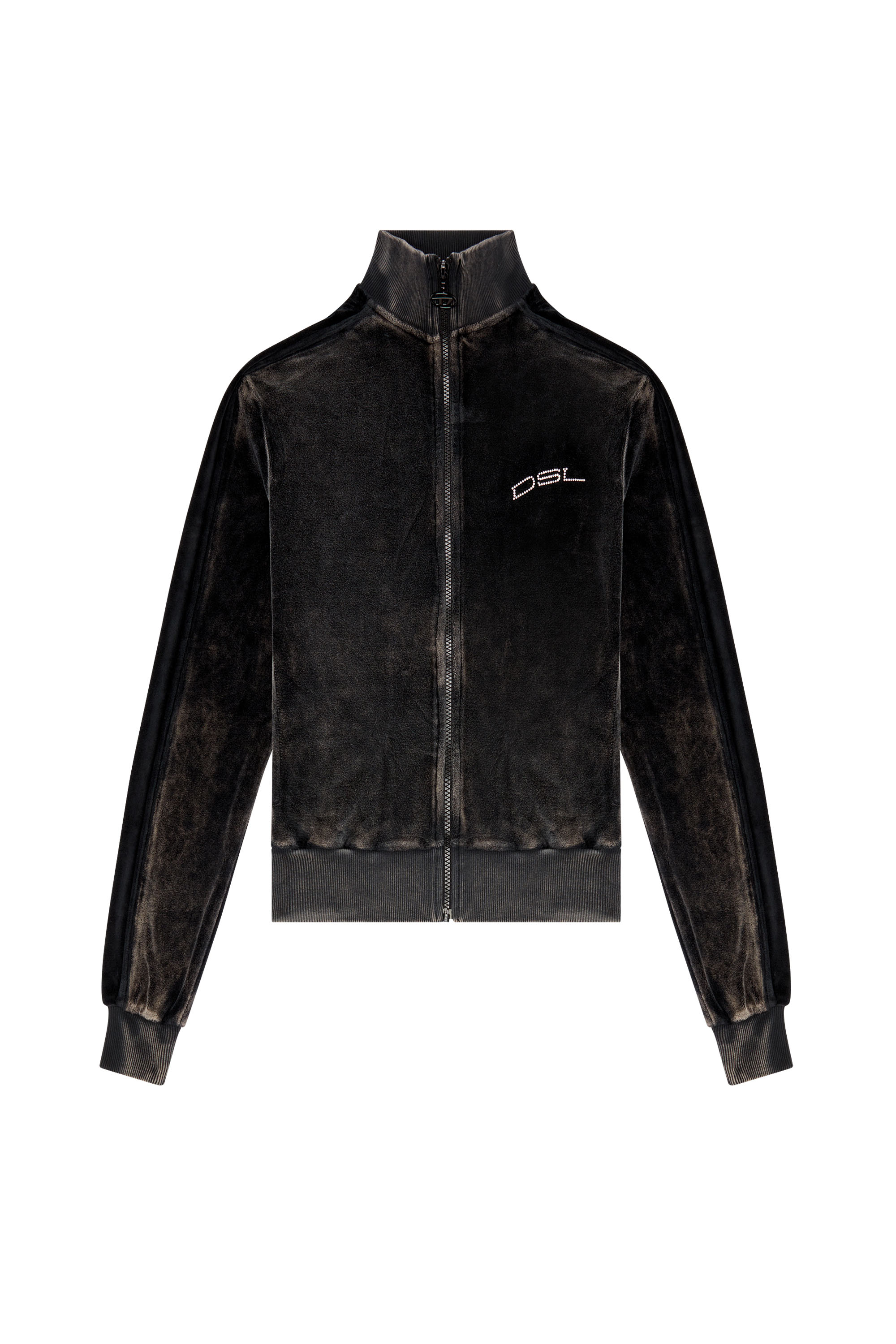 Diesel - F-KINIGLI, Woman Track jacket in treated chenille in Black - Image 3
