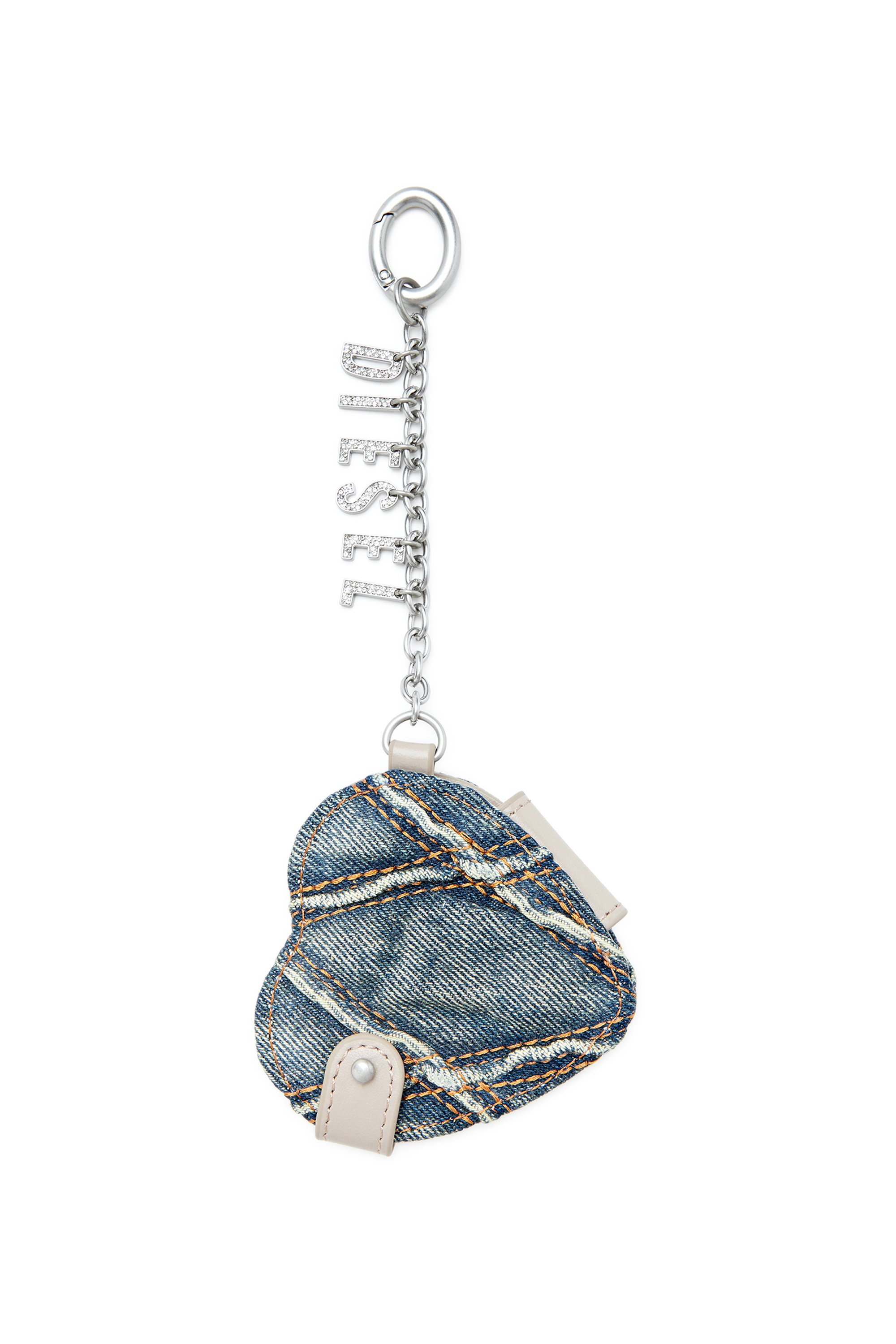 Diesel - CHARM-D MIRROR, Woman's Mirror charm in argyle quilted denim in Silver - 1