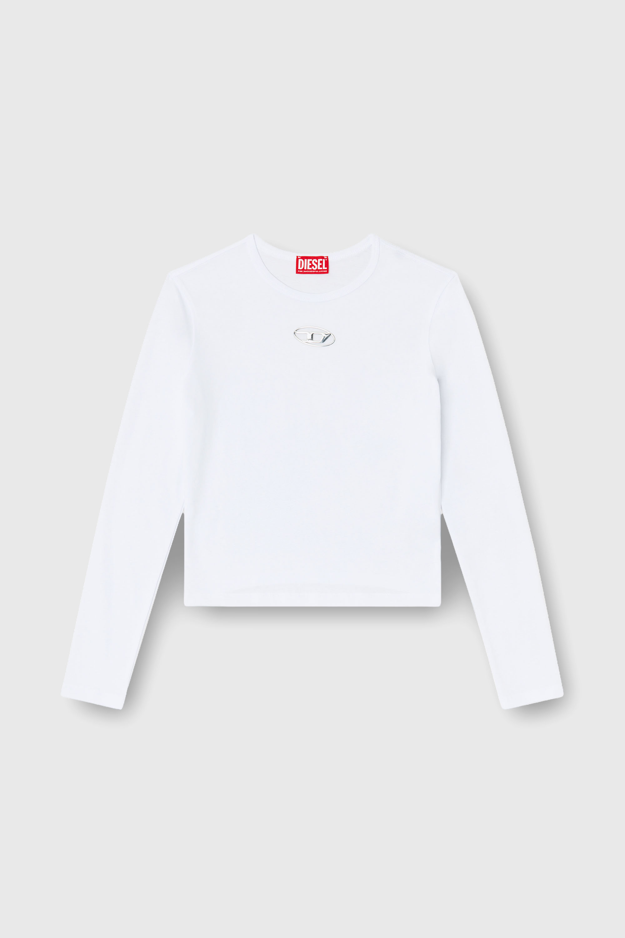 Diesel - T-UNCUTIE-LONG-LS-OD, Woman's Long-sleeve top with Oval D cut-out in White - 2