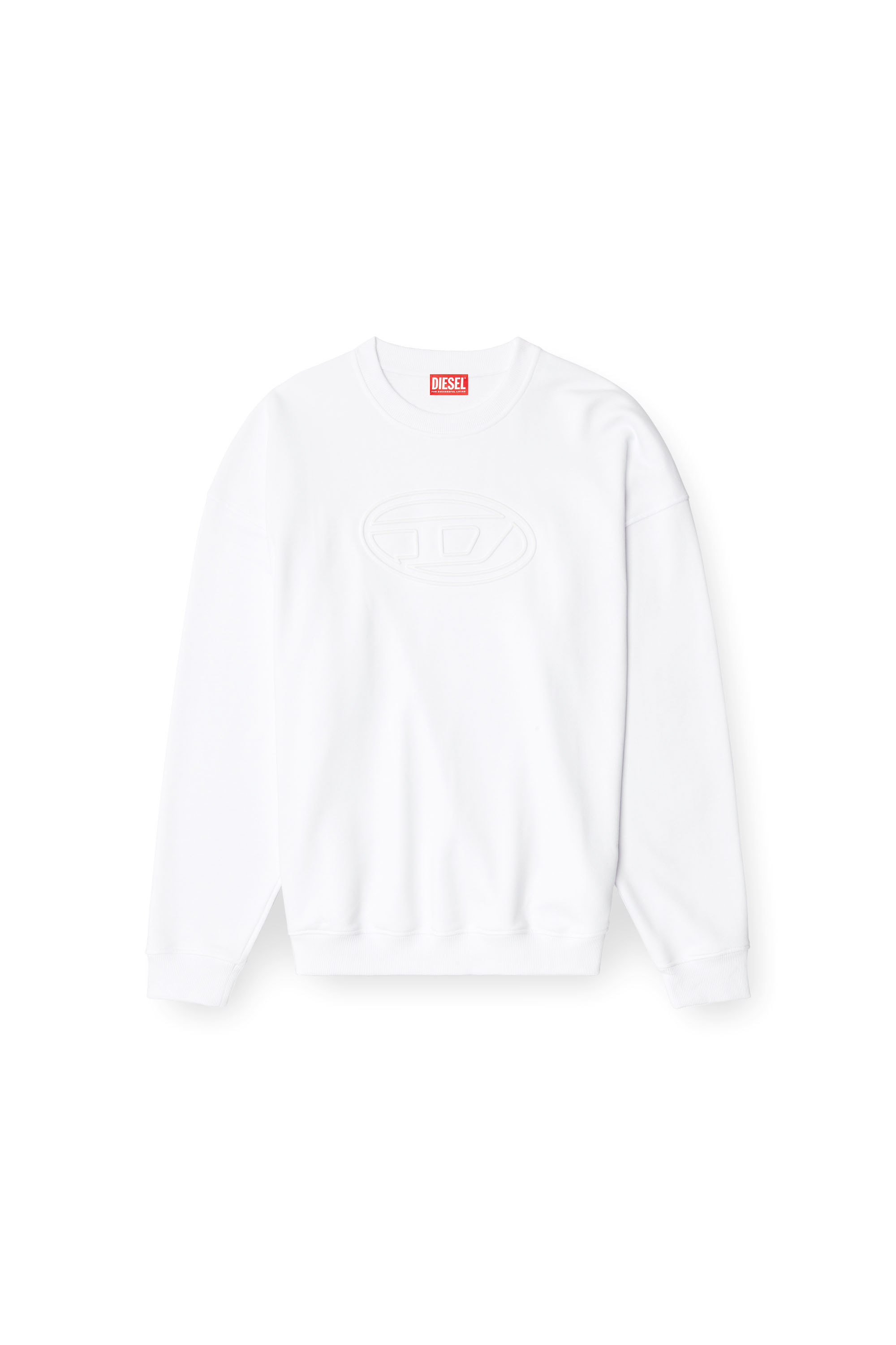 Diesel - S-MART-BIGOVAL, Man's Sweatshirt with embossed Oval D in White - 2