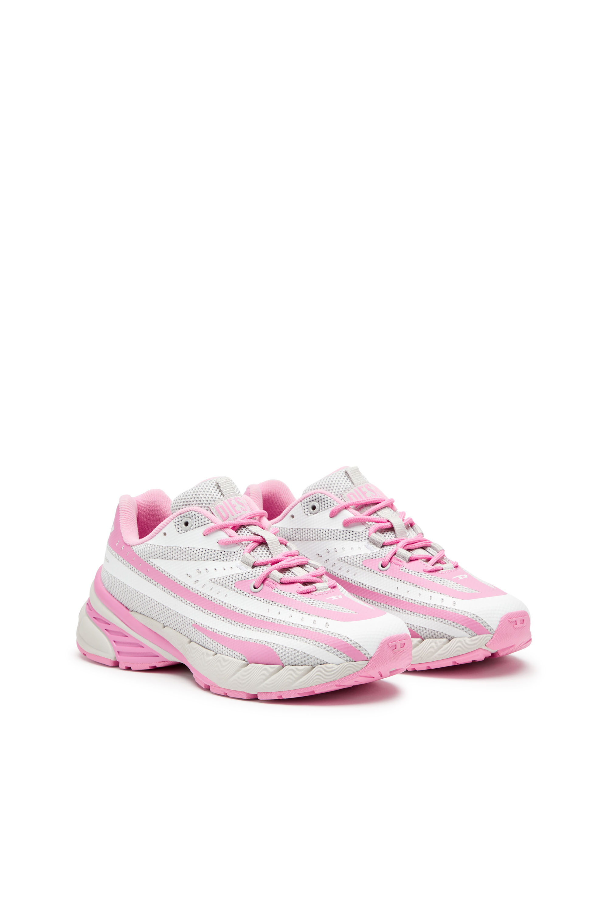 D-AIRSPEED LOW W, Pink/White Diesel - D-AIRSPEED LOW W, Woman's D-Airspeed Low-Striped sneakers in coated mesh in Pink/White - 2