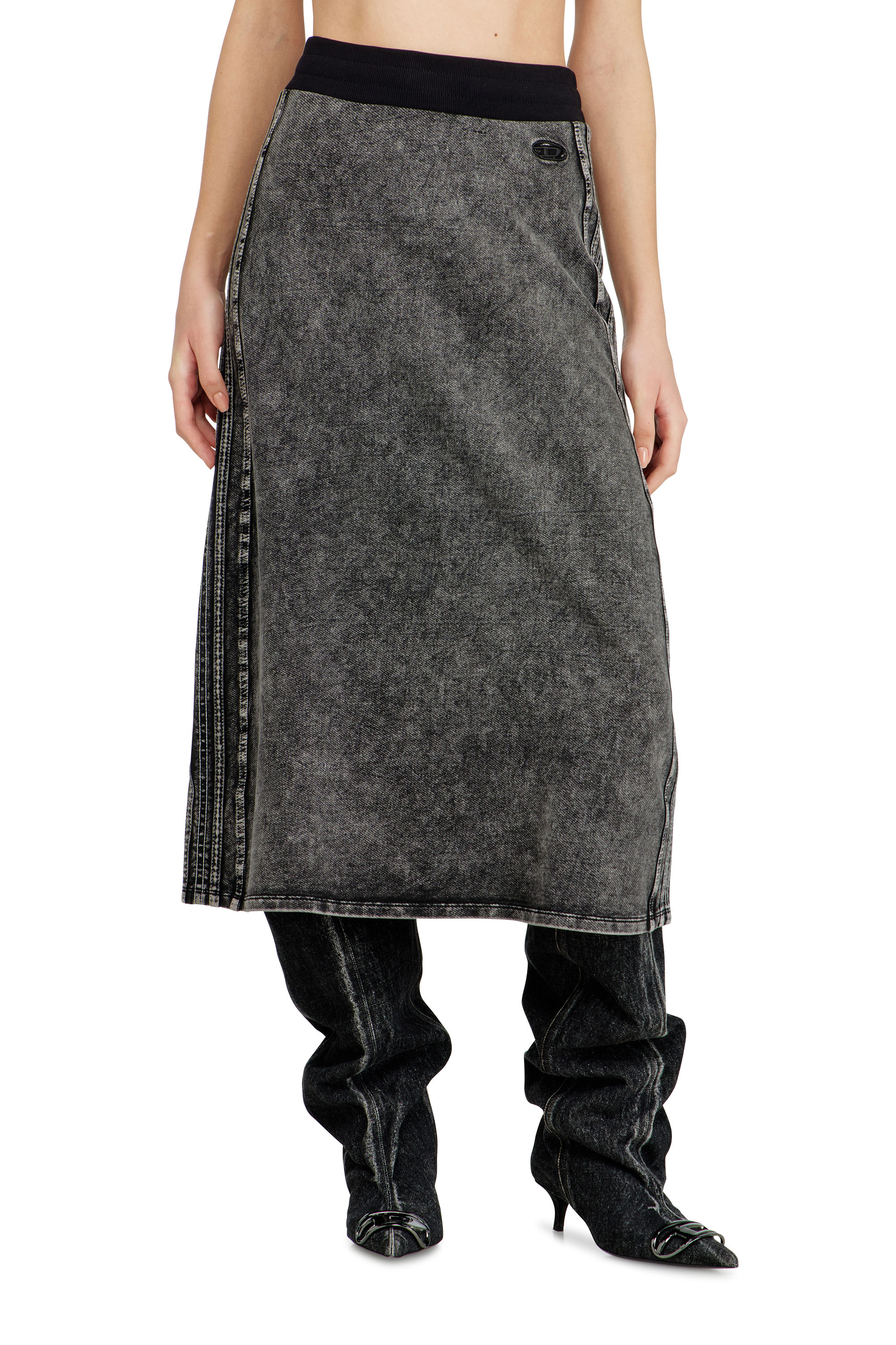 Diesel - O-ERMY, Woman's Fleece cotton skirt with side bands in null - 1