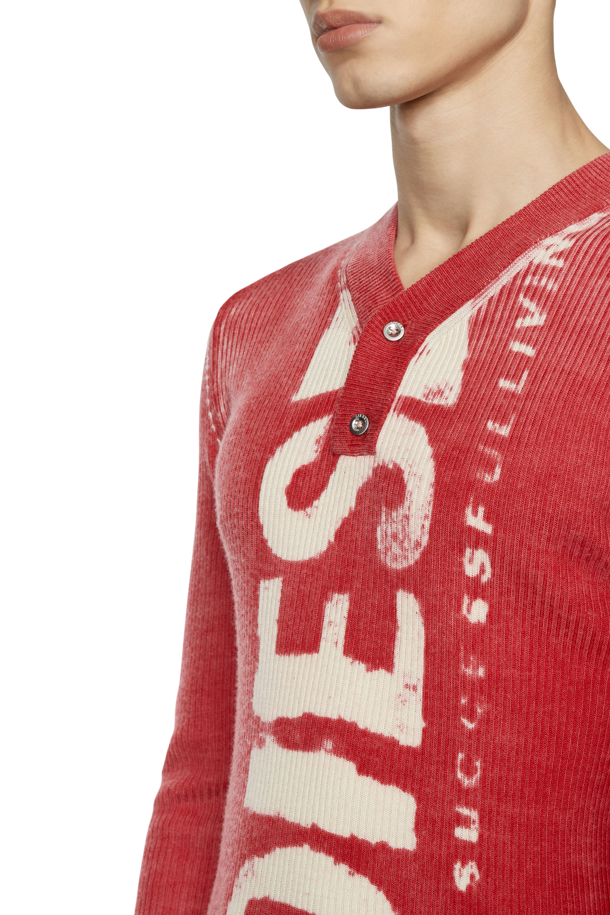 Diesel - K-ATULLUS, Man Printed wool jumper with logo in Red - Image 5