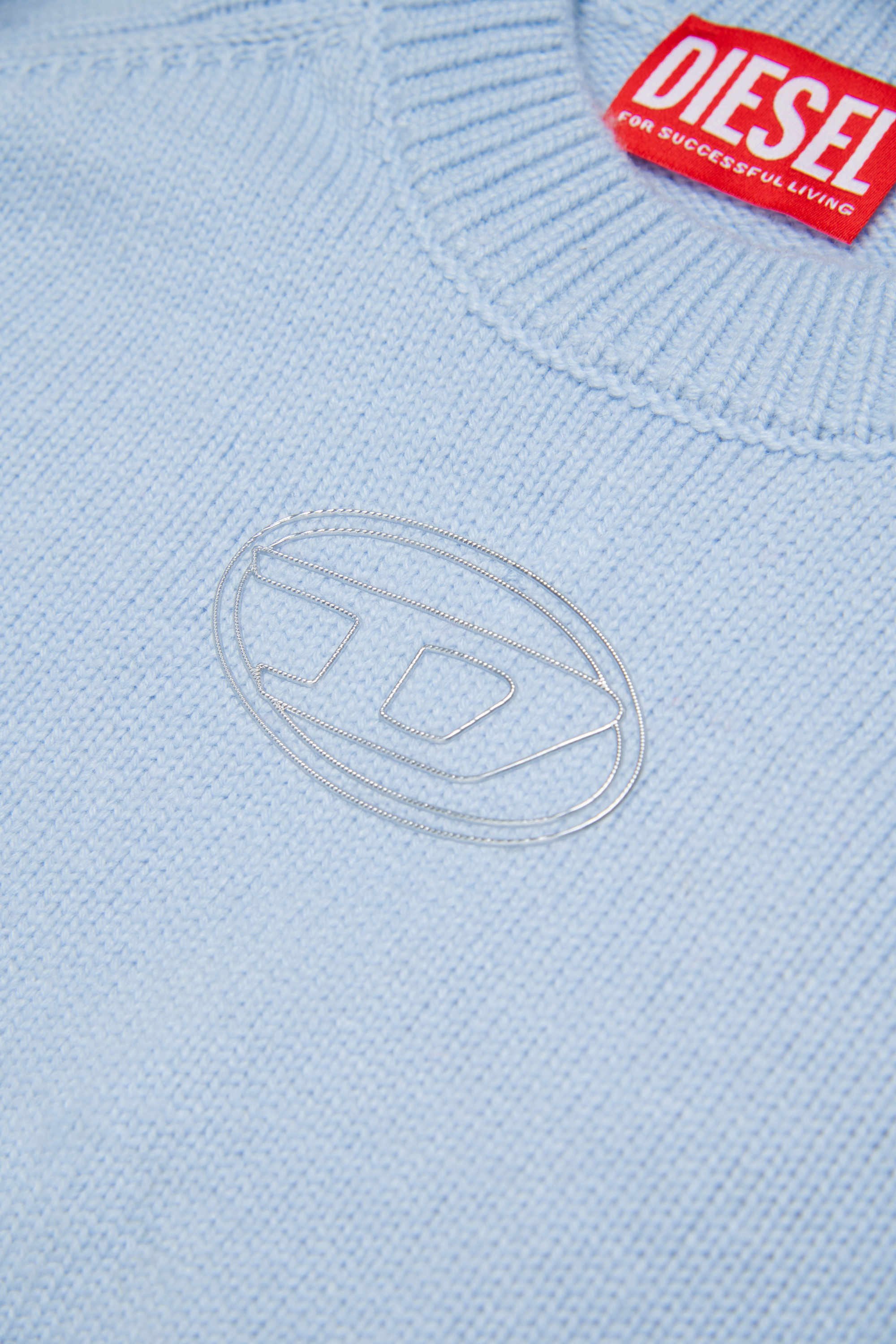 Diesel - KIMLIN, Woman's Cashmere-enriched jumper with Oval D logo in Light Blue - 4