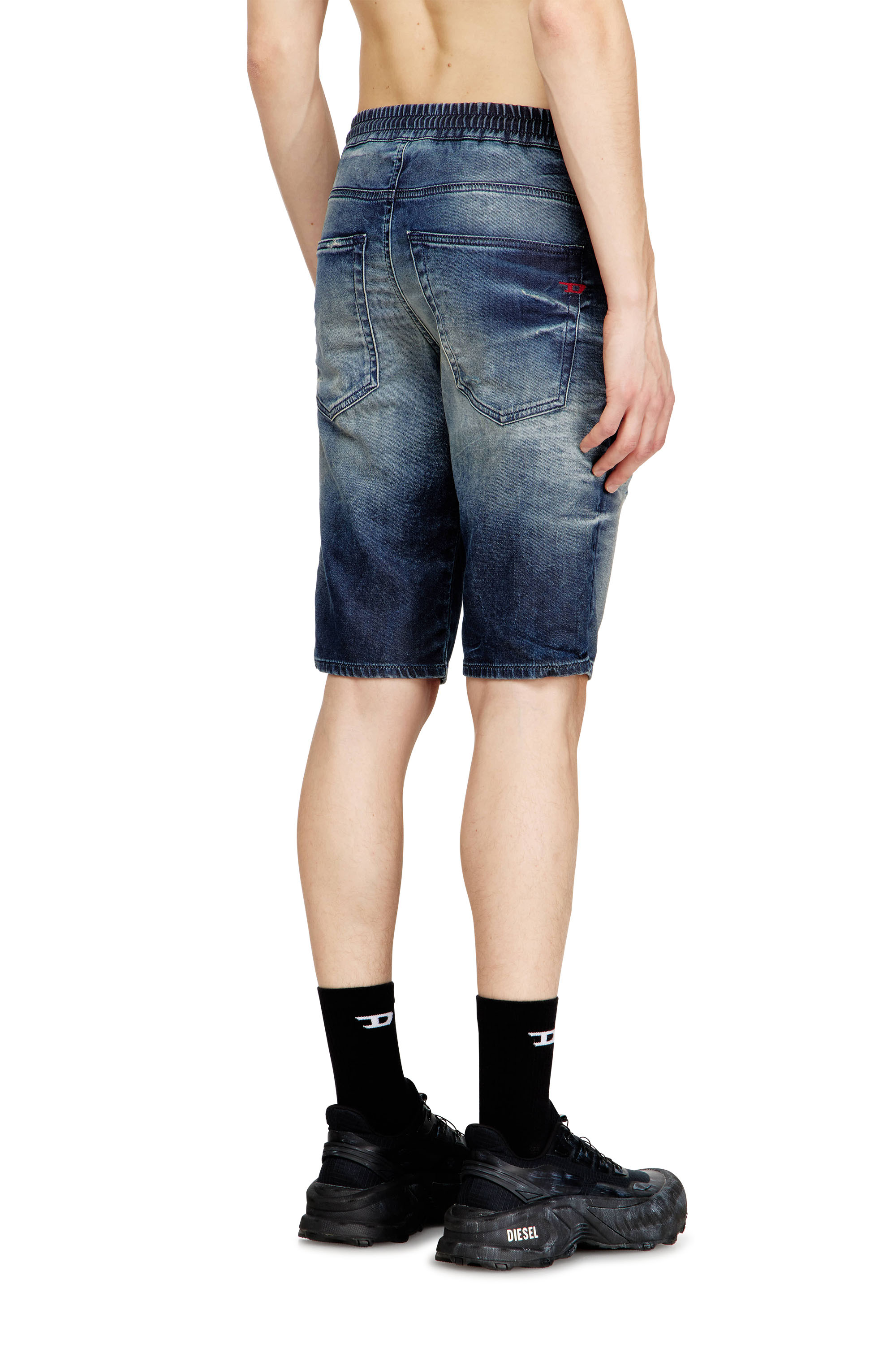 Diesel - 2033 D-KROOLEY-SHORT JOGG, Man's Slim fit shorts in treated JoggJeans in Dark Blue - 4