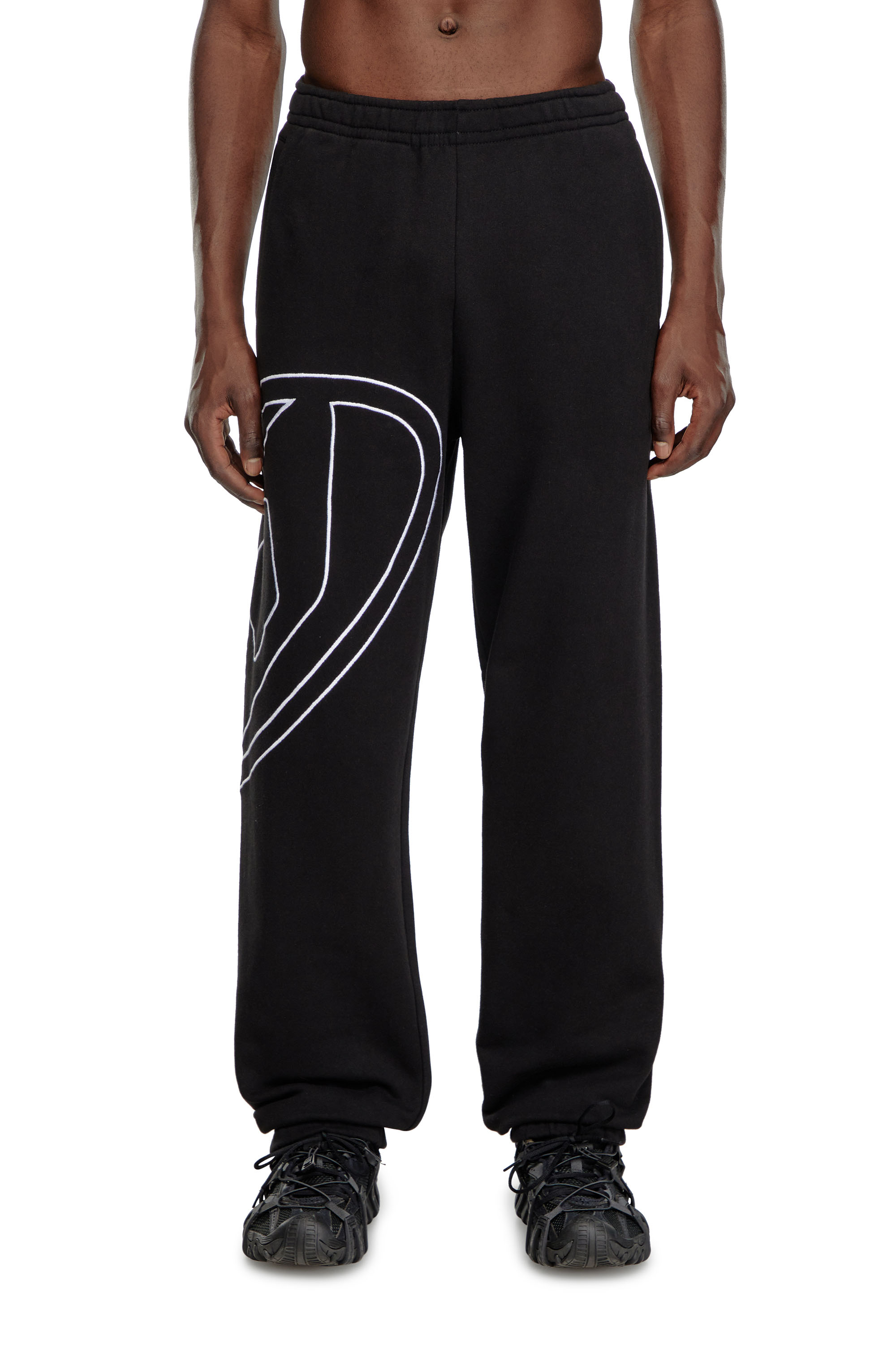 P-MARKY-MEGOVAL-D, Black Diesel - P-MARKY-MEGOVAL-D, Man's Track pants with mega oval D in Black - 3