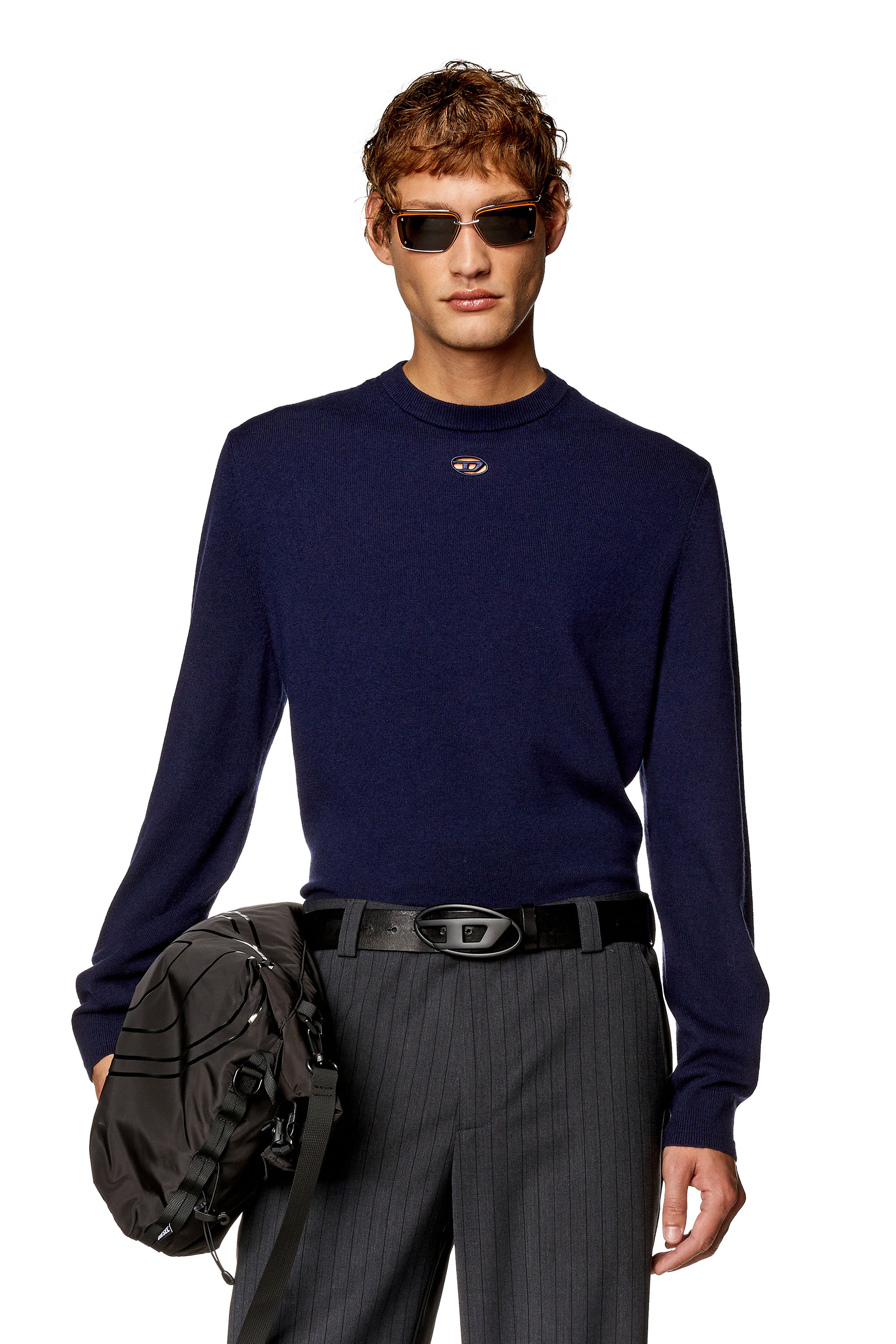 Diesel - K-VIERI, Man Wool and cashmere jumper in Blue - Image 1