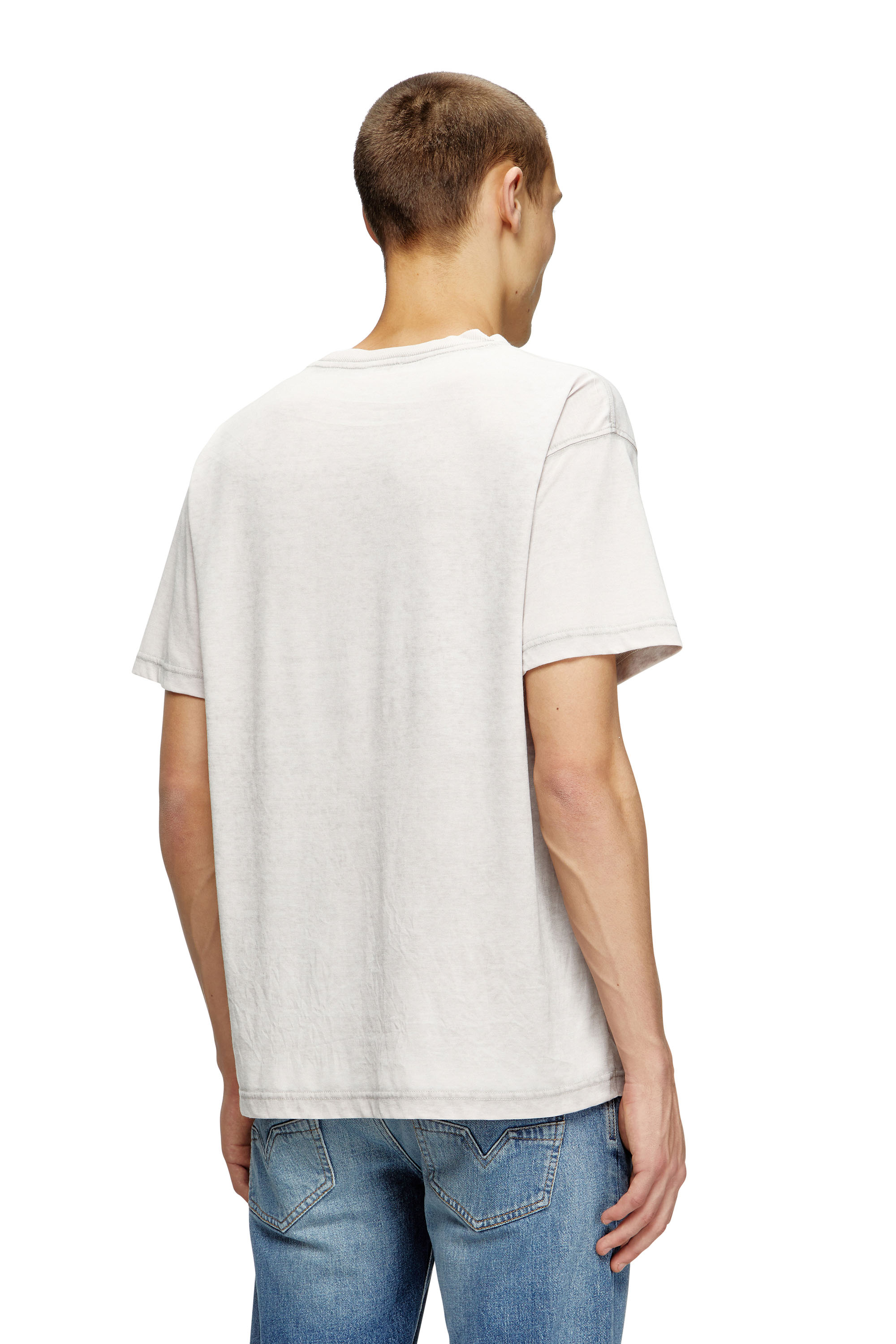 Diesel - T-NORM-T15, Man's T-shirt with rhinestone graphic in Light Grey - 4