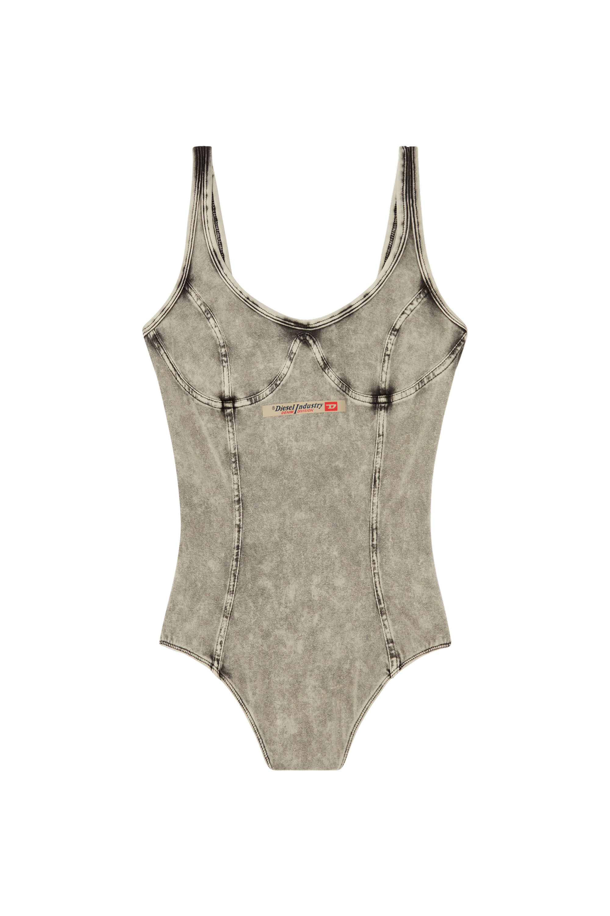 Diesel - CAMI-DNM, Woman's Bodysuit in denim-effect jersey in Grey - 3